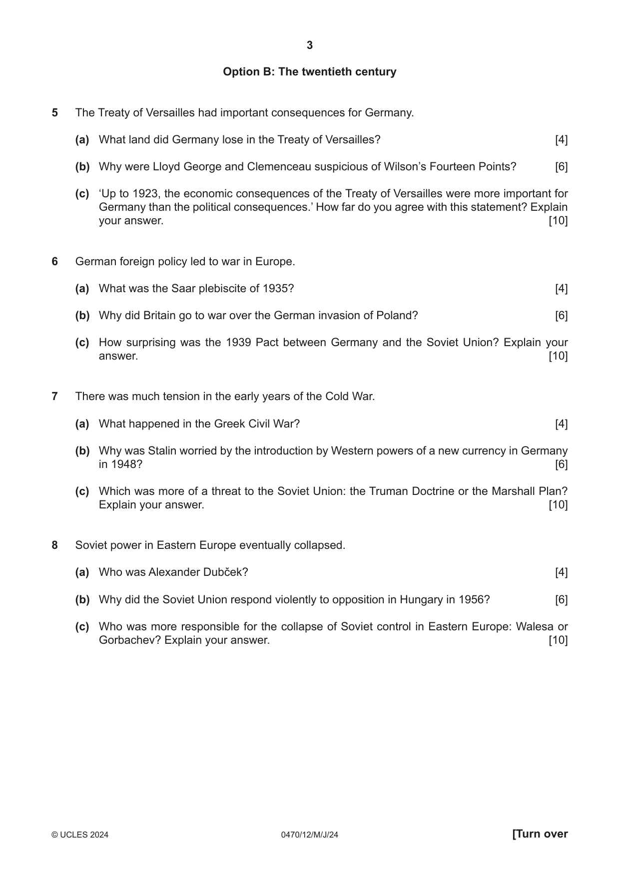 Cambridge IGCSE History 0470 2024 May/June Paper 1 · Variant 2 question paper, page 3 of 8