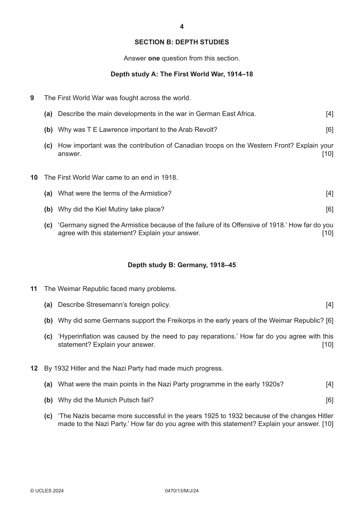 Cambridge IGCSE History 0470 2024 May/June Paper 1 · Variant 3 question paper, page 4 of 8