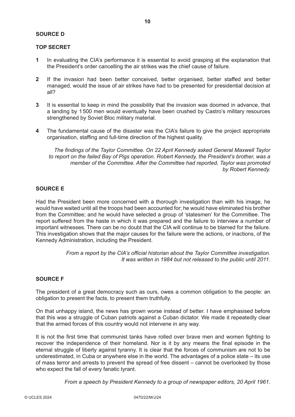 Cambridge IGCSE History 0470 2024 May/June Paper 2 · Variant 2 question paper, page 10 of 12