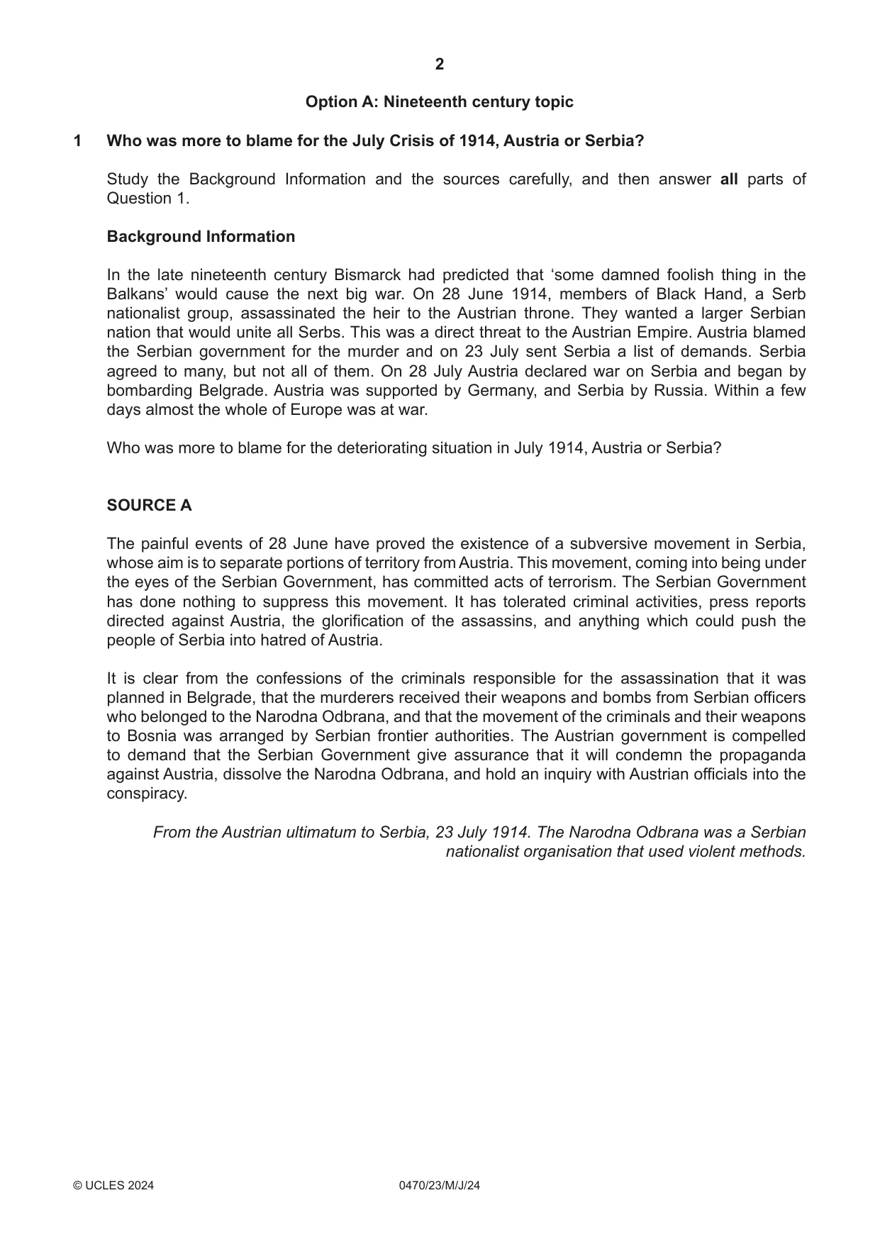 Cambridge IGCSE History 0470 2024 May/June Paper 2 · Variant 3 question paper, page 2 of 12