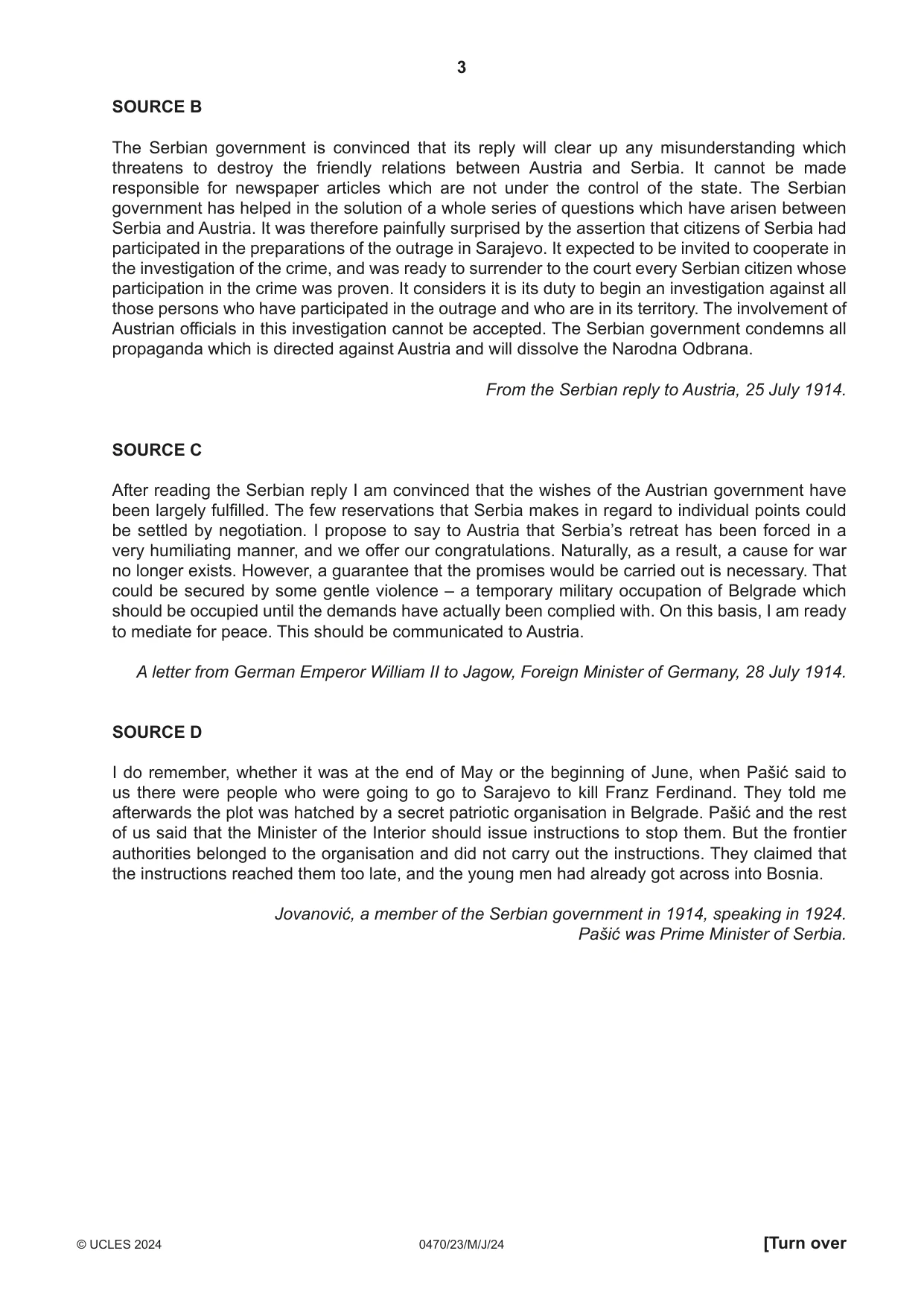 Cambridge IGCSE History 0470 2024 May/June Paper 2 · Variant 3 question paper, page 3 of 12