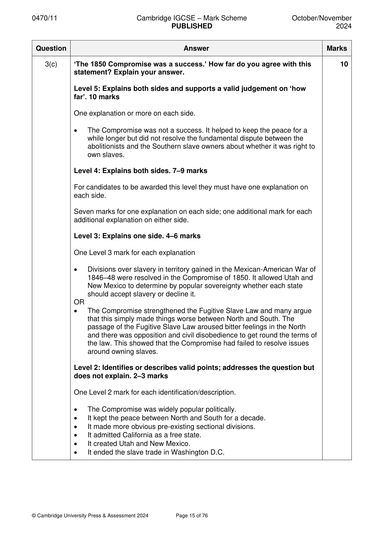 Mark scheme, page 15 of 76