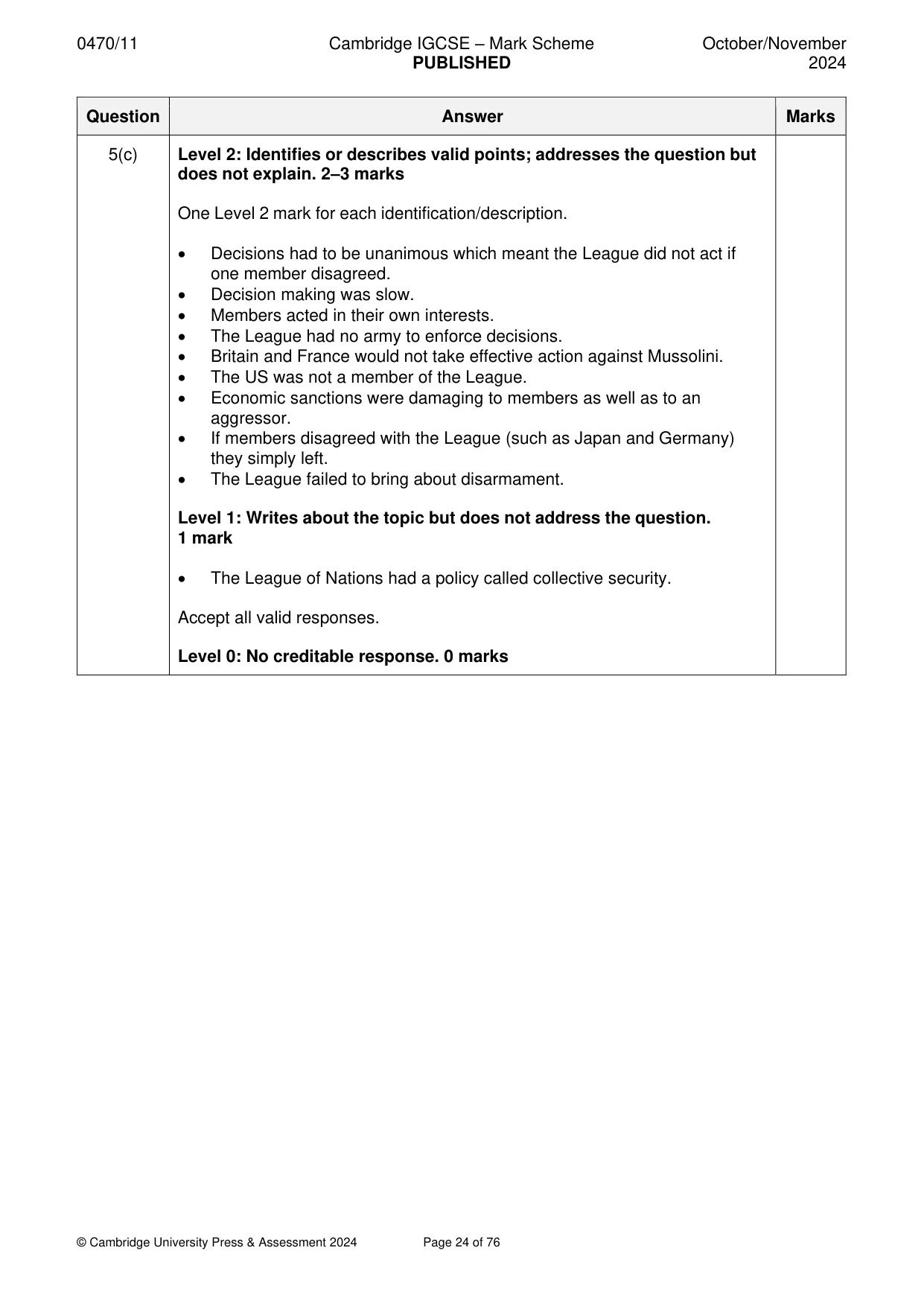 Mark scheme, page 24 of 76