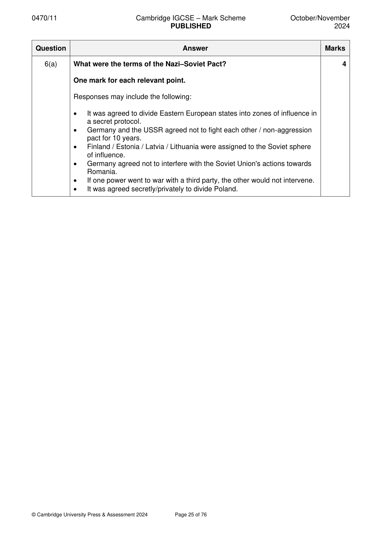 Mark scheme, page 25 of 76