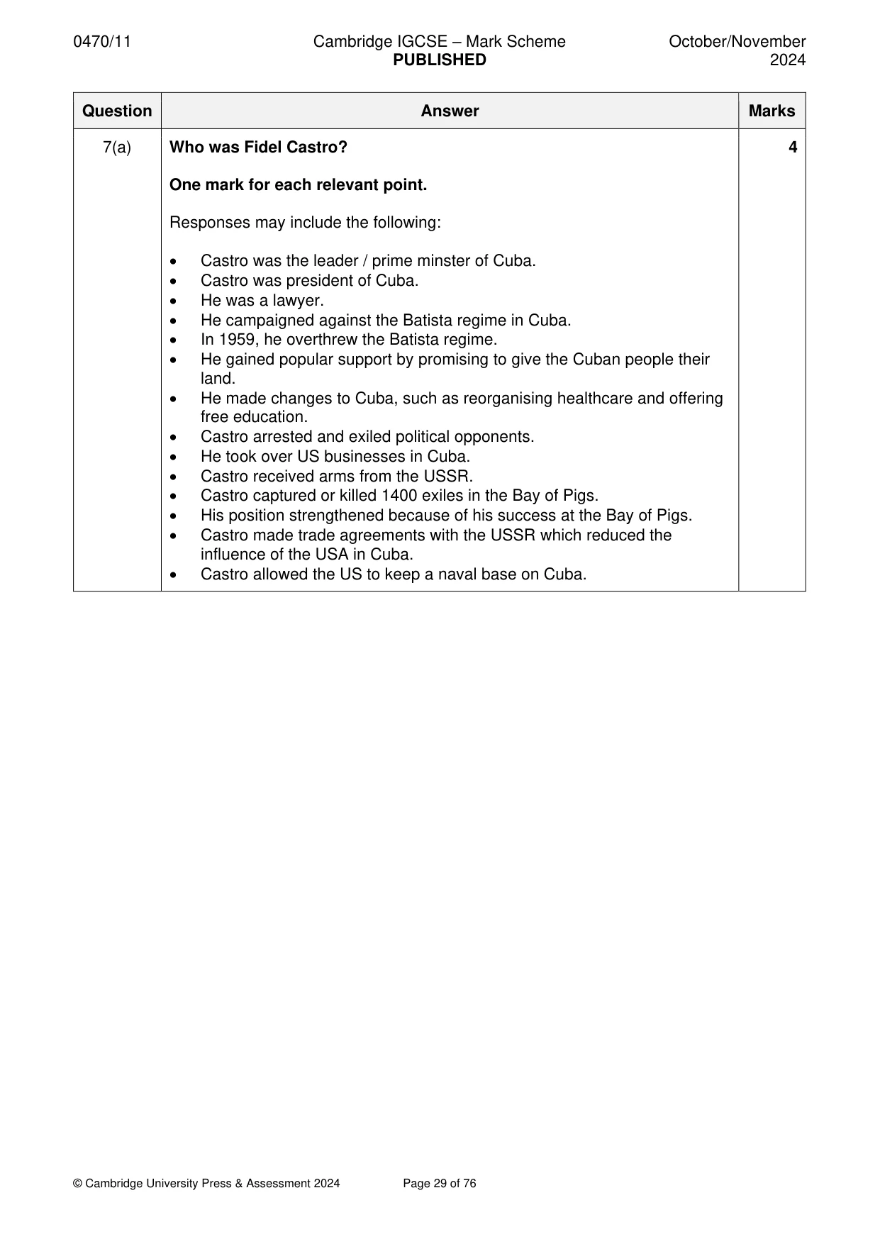 Mark scheme, page 29 of 76