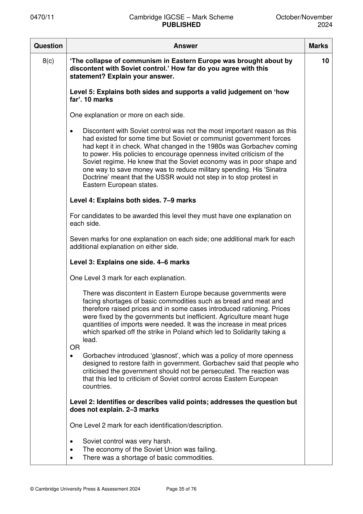 Mark scheme, page 35 of 76