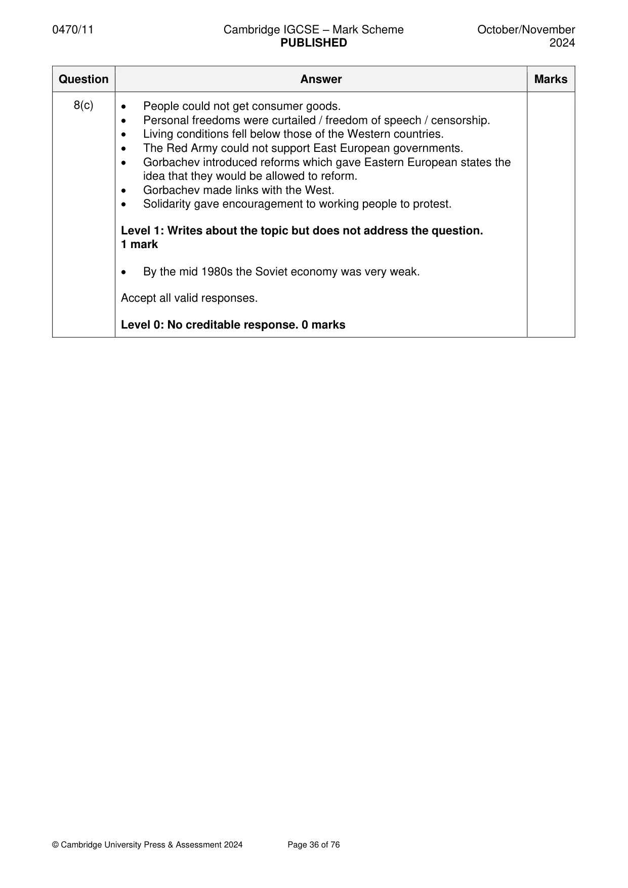 Mark scheme, page 36 of 76