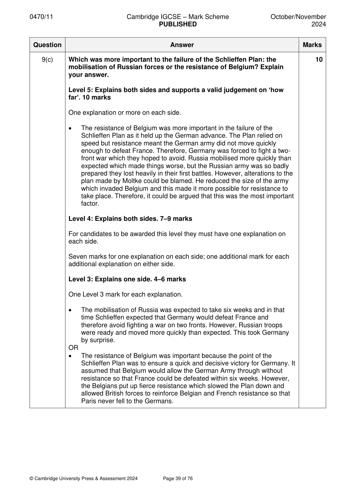 Mark scheme, page 39 of 76