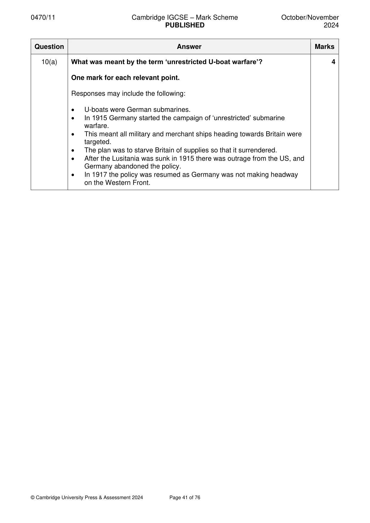 Mark scheme, page 41 of 76