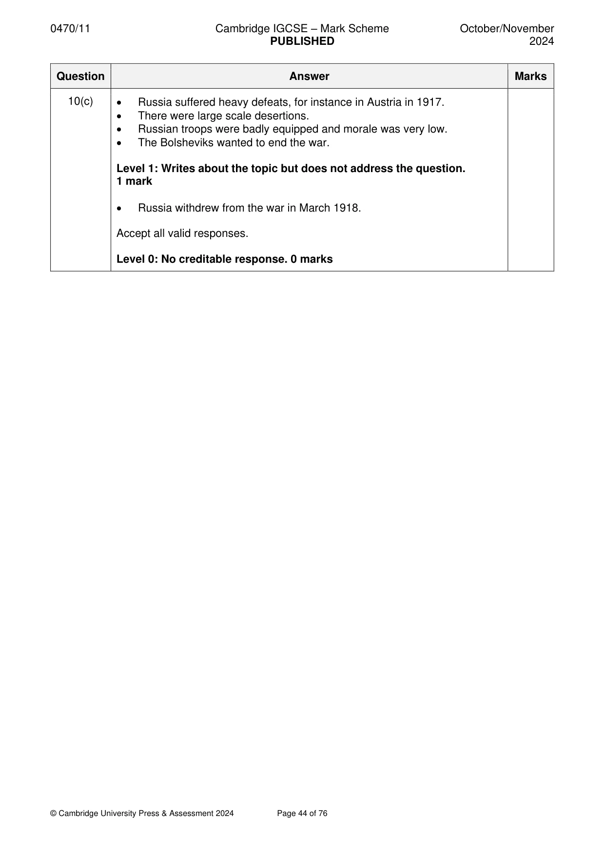 Mark scheme, page 44 of 76