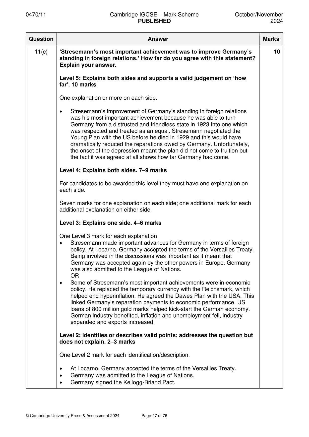 Mark scheme, page 47 of 76