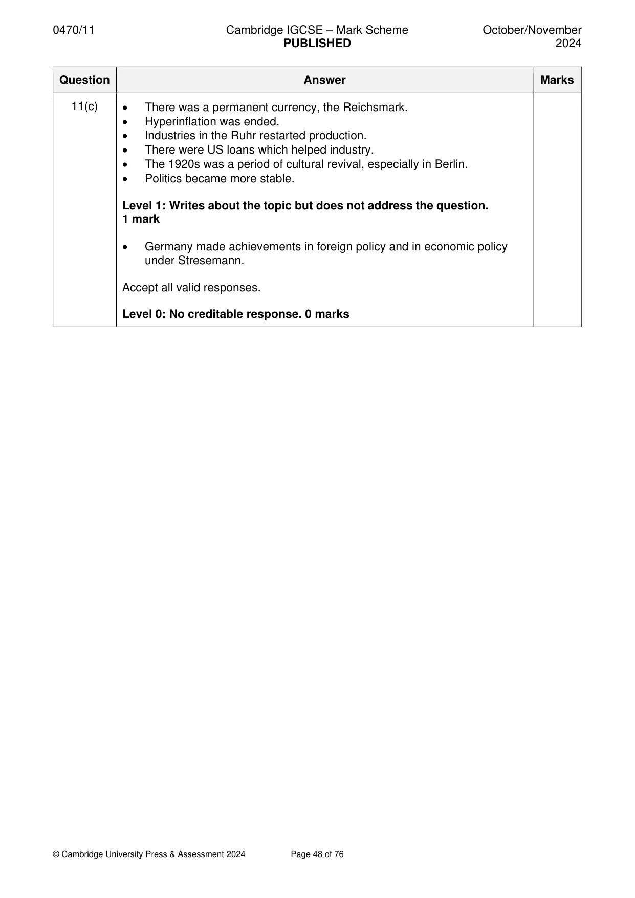Mark scheme, page 48 of 76