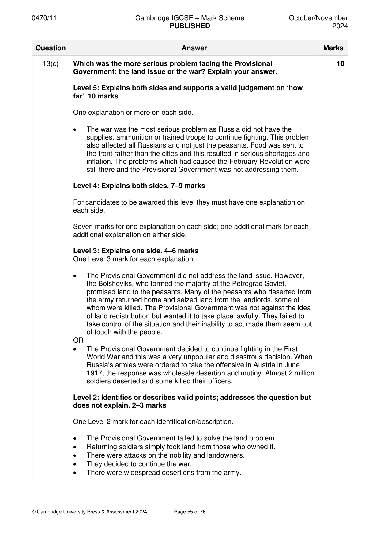 Mark scheme, page 55 of 76