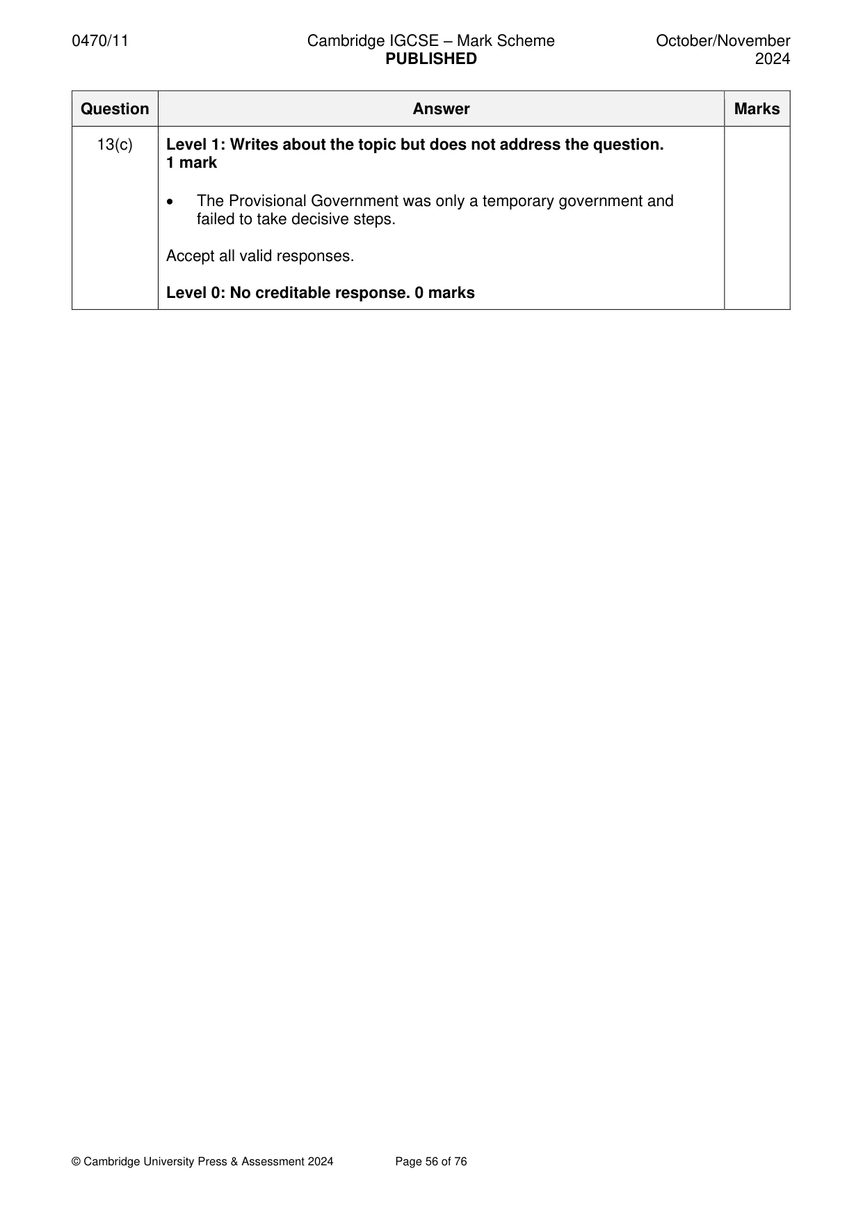 Mark scheme, page 56 of 76