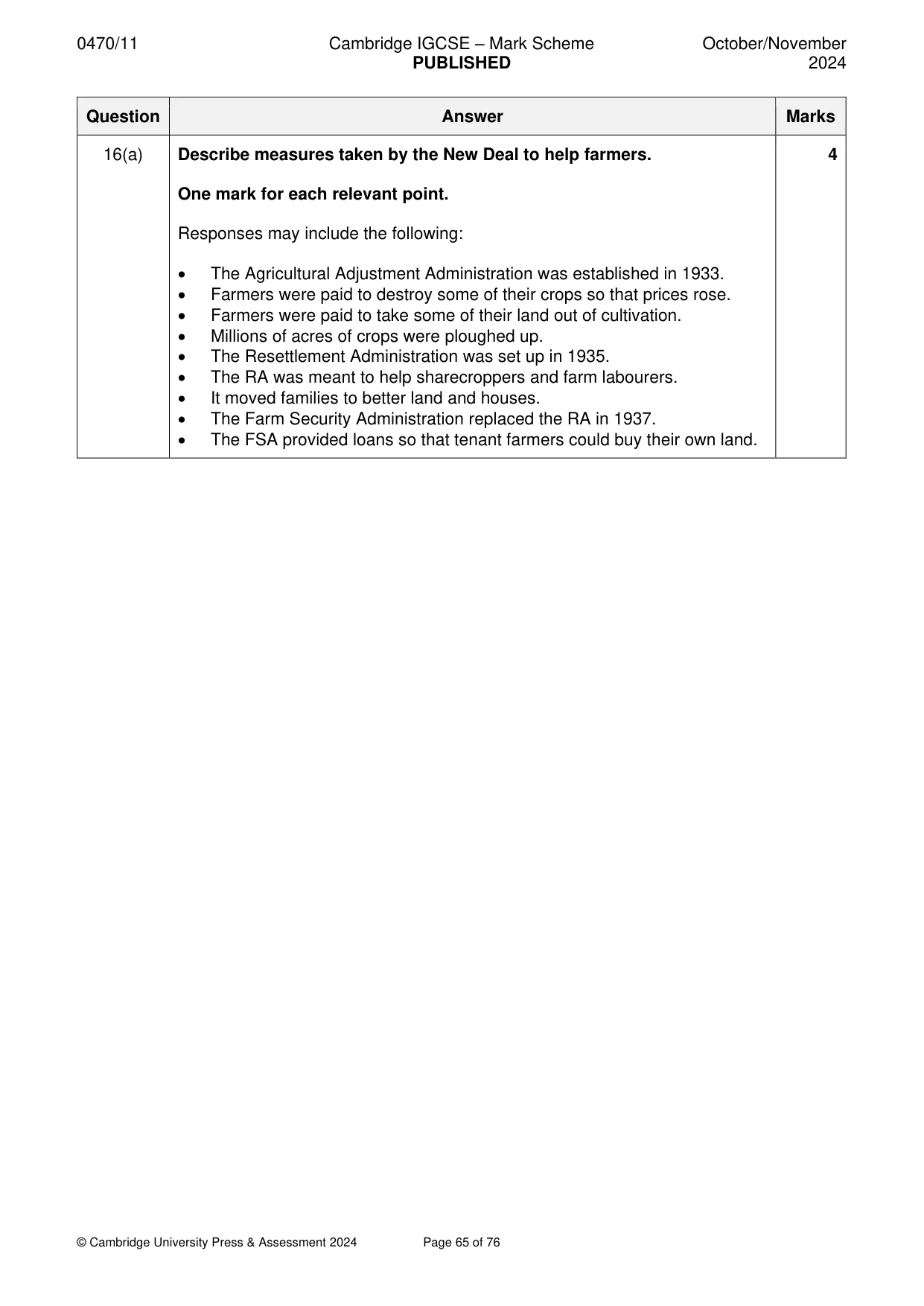 Mark scheme, page 65 of 76