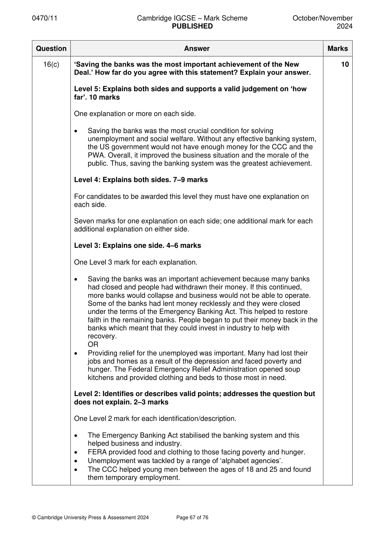 Mark scheme, page 67 of 76