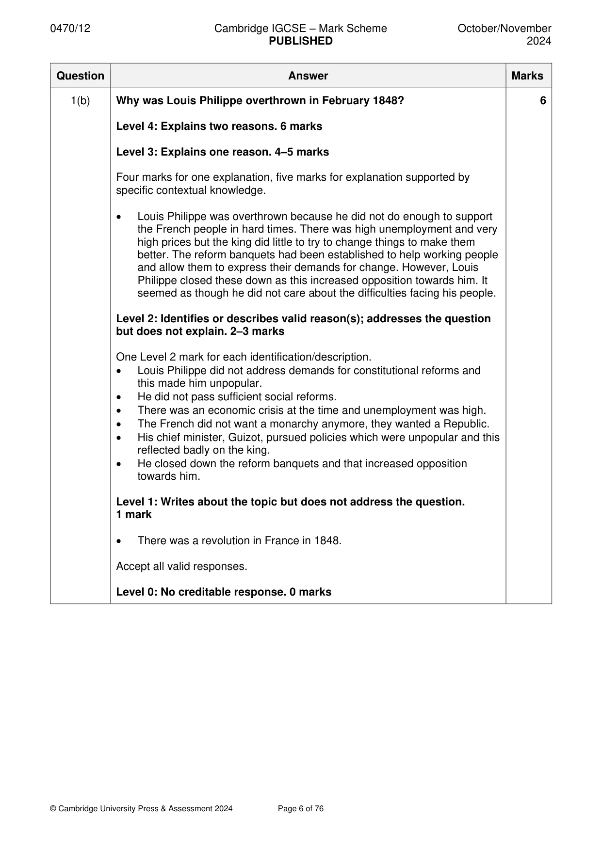 Mark scheme, page 6 of 76