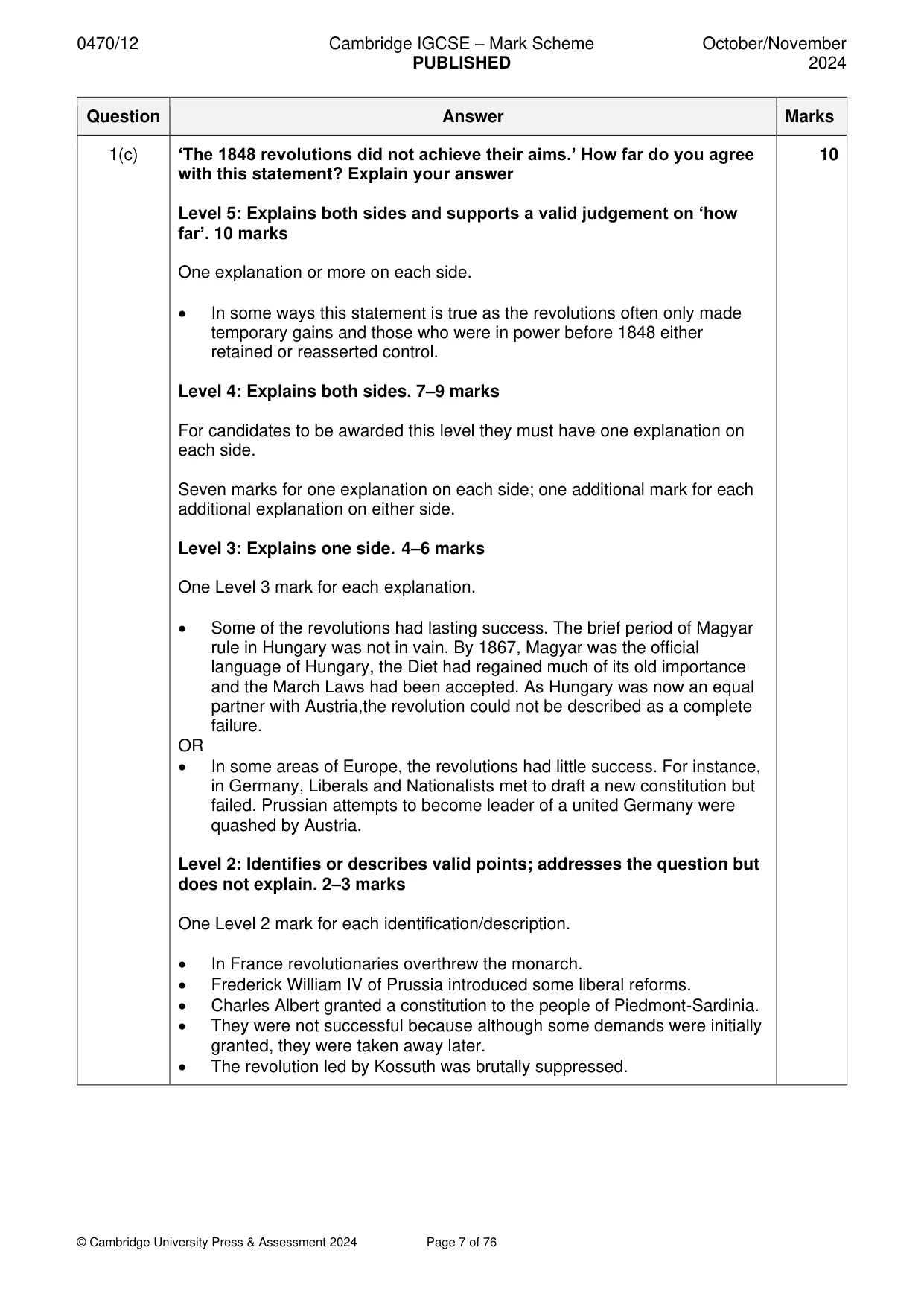 Mark scheme, page 7 of 76