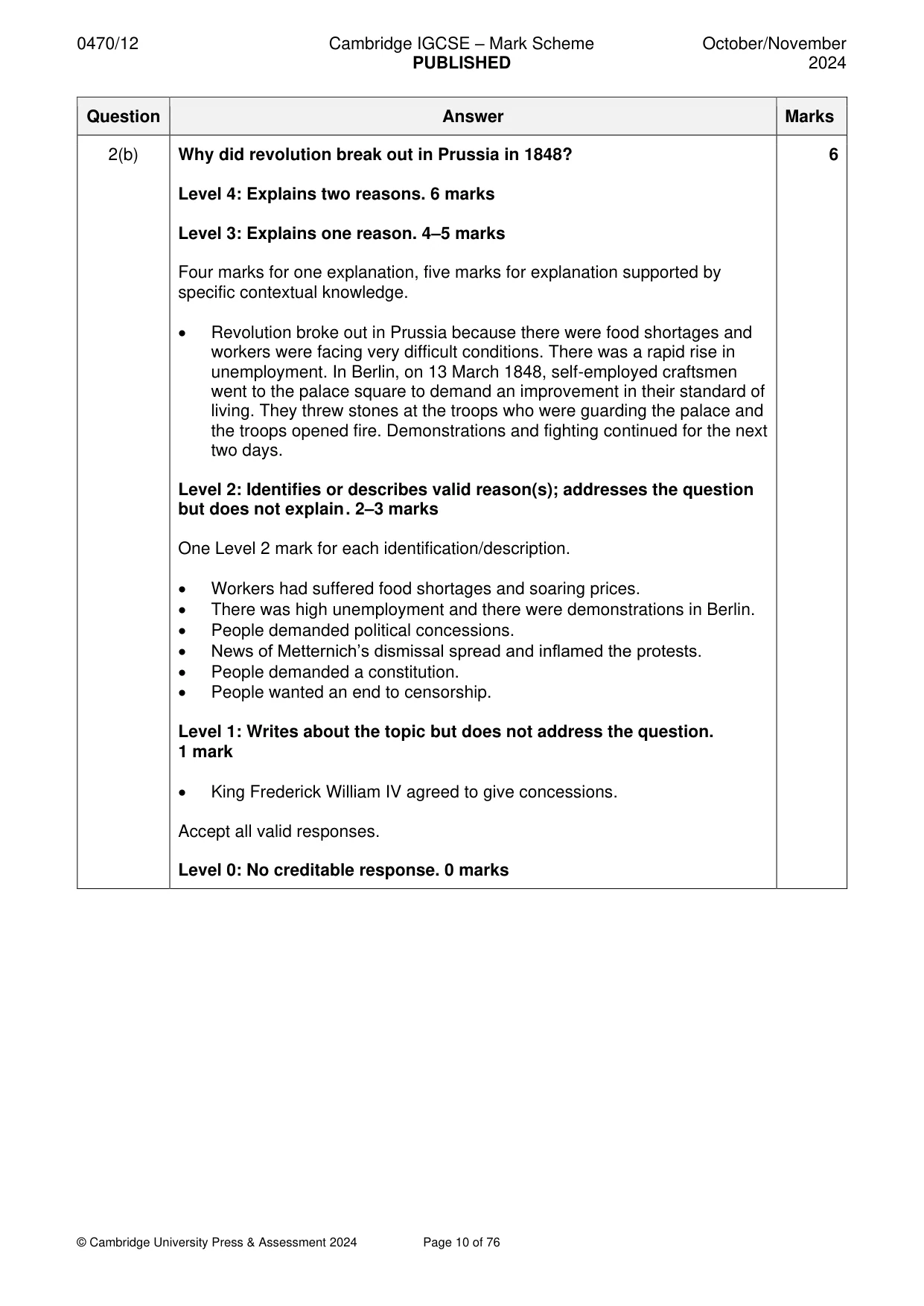 Mark scheme, page 10 of 76