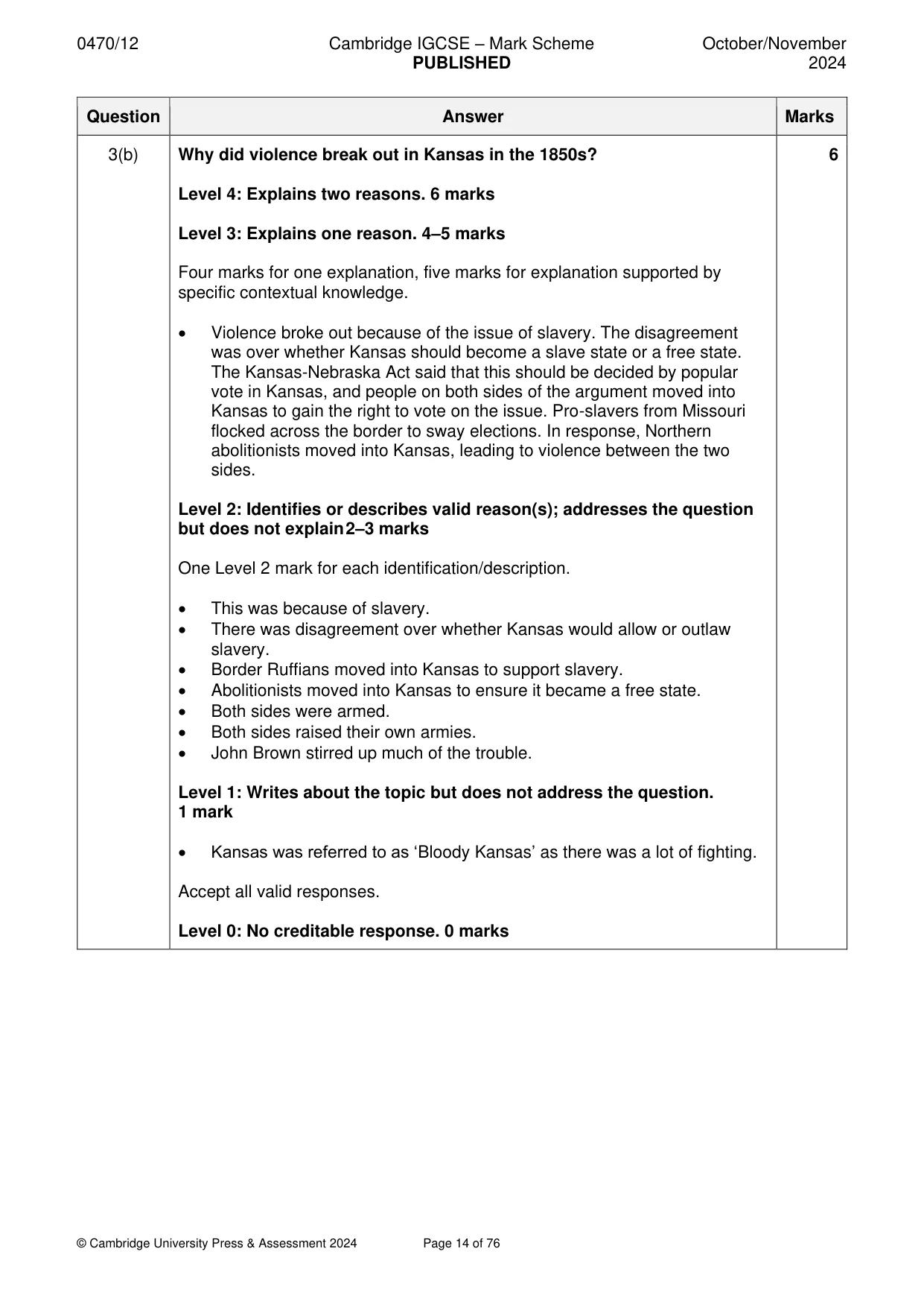 Mark scheme, page 14 of 76