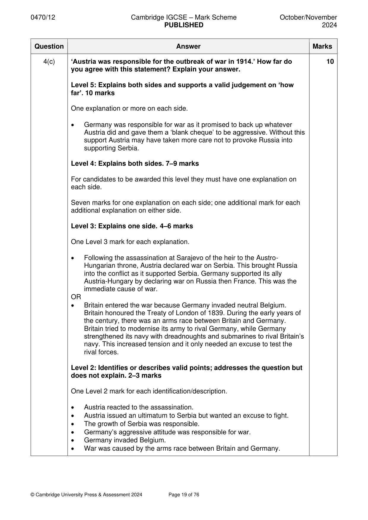 Mark scheme, page 19 of 76