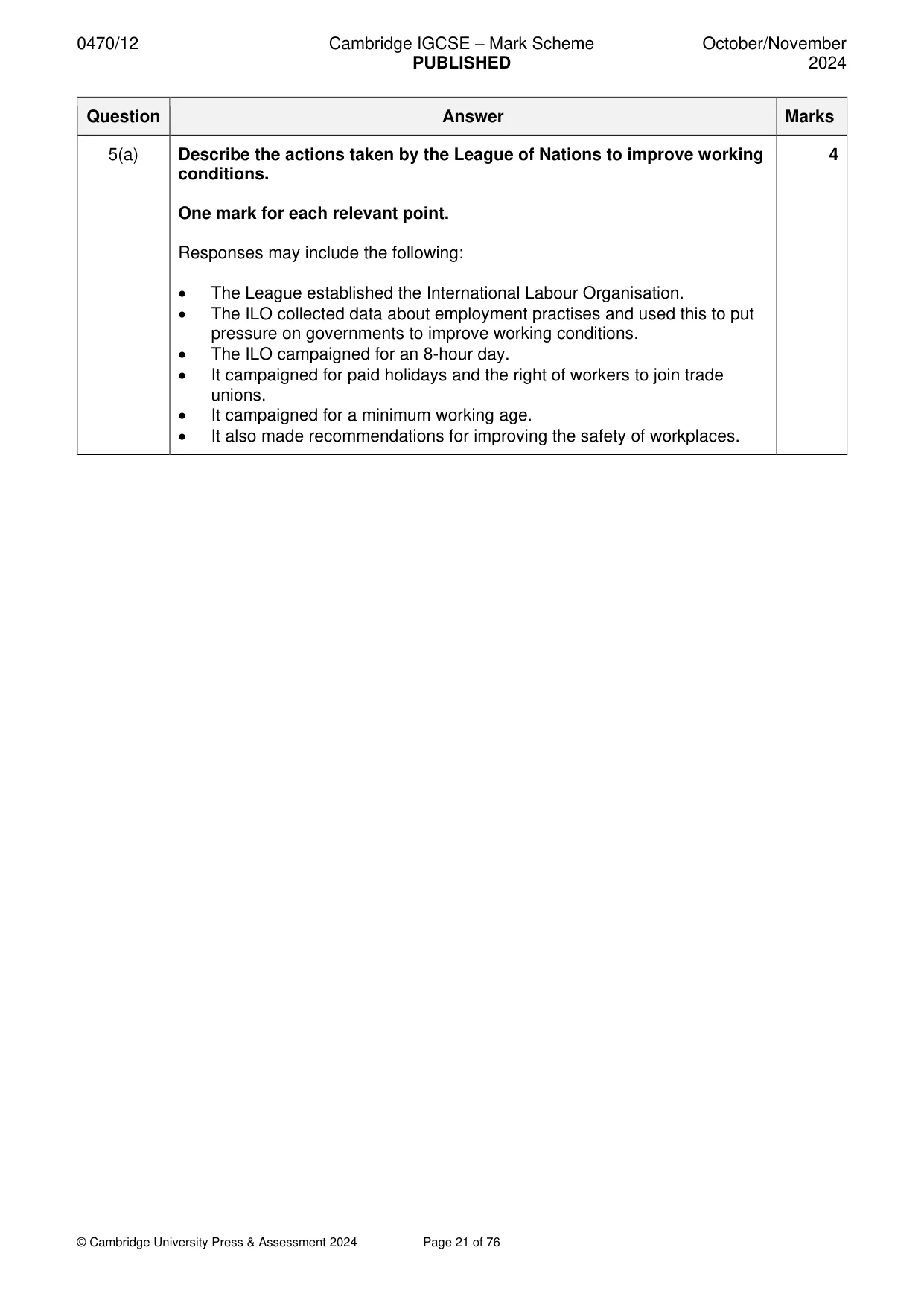 Mark scheme, page 21 of 76