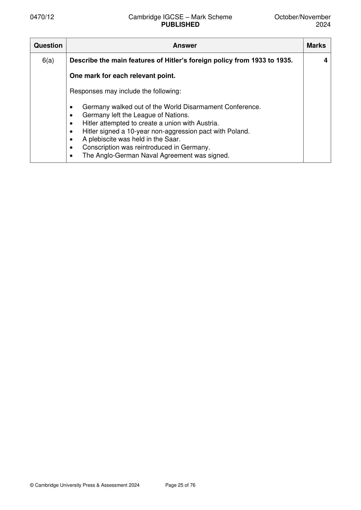 Mark scheme, page 25 of 76