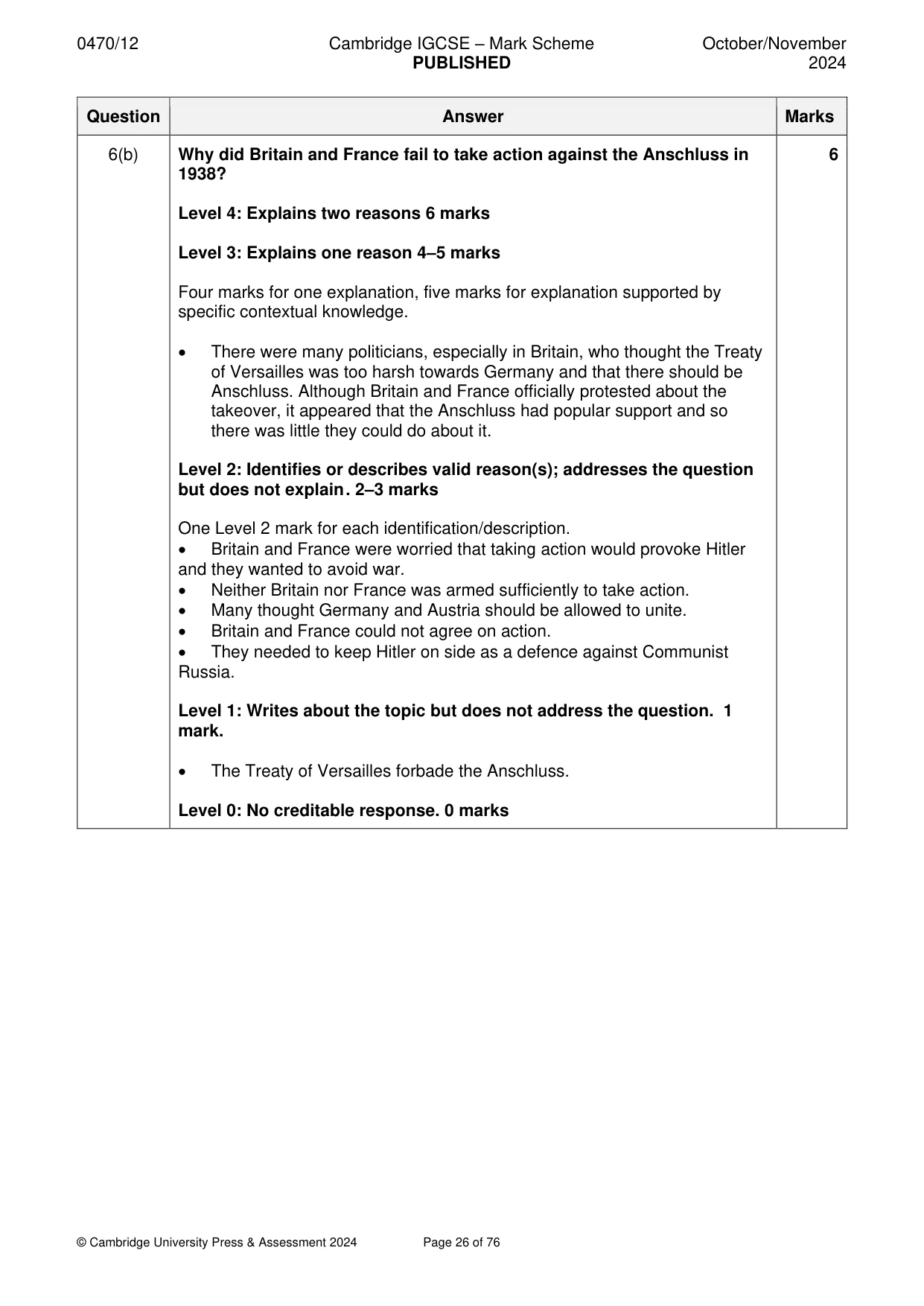 Mark scheme, page 26 of 76