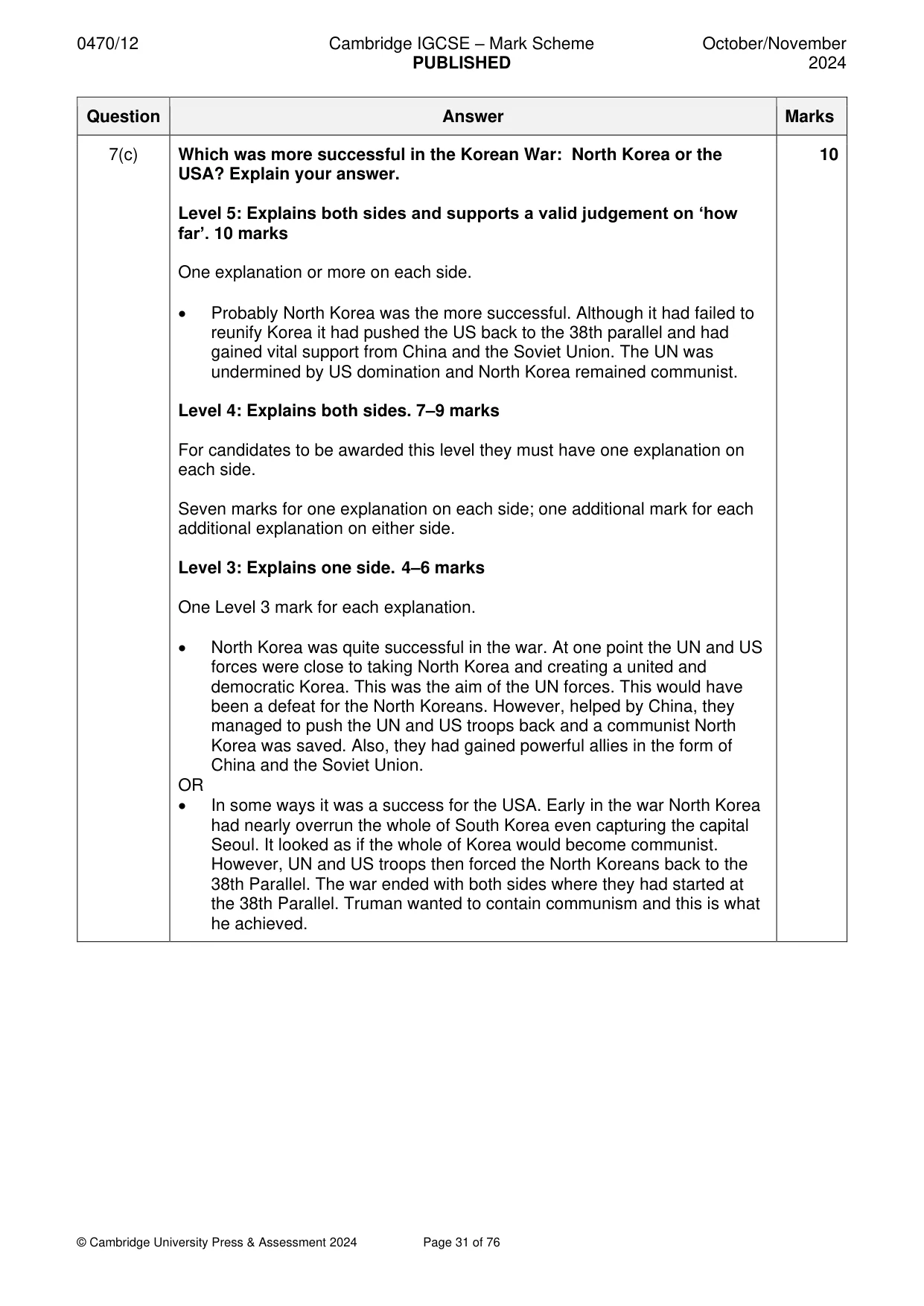 Mark scheme, page 31 of 76