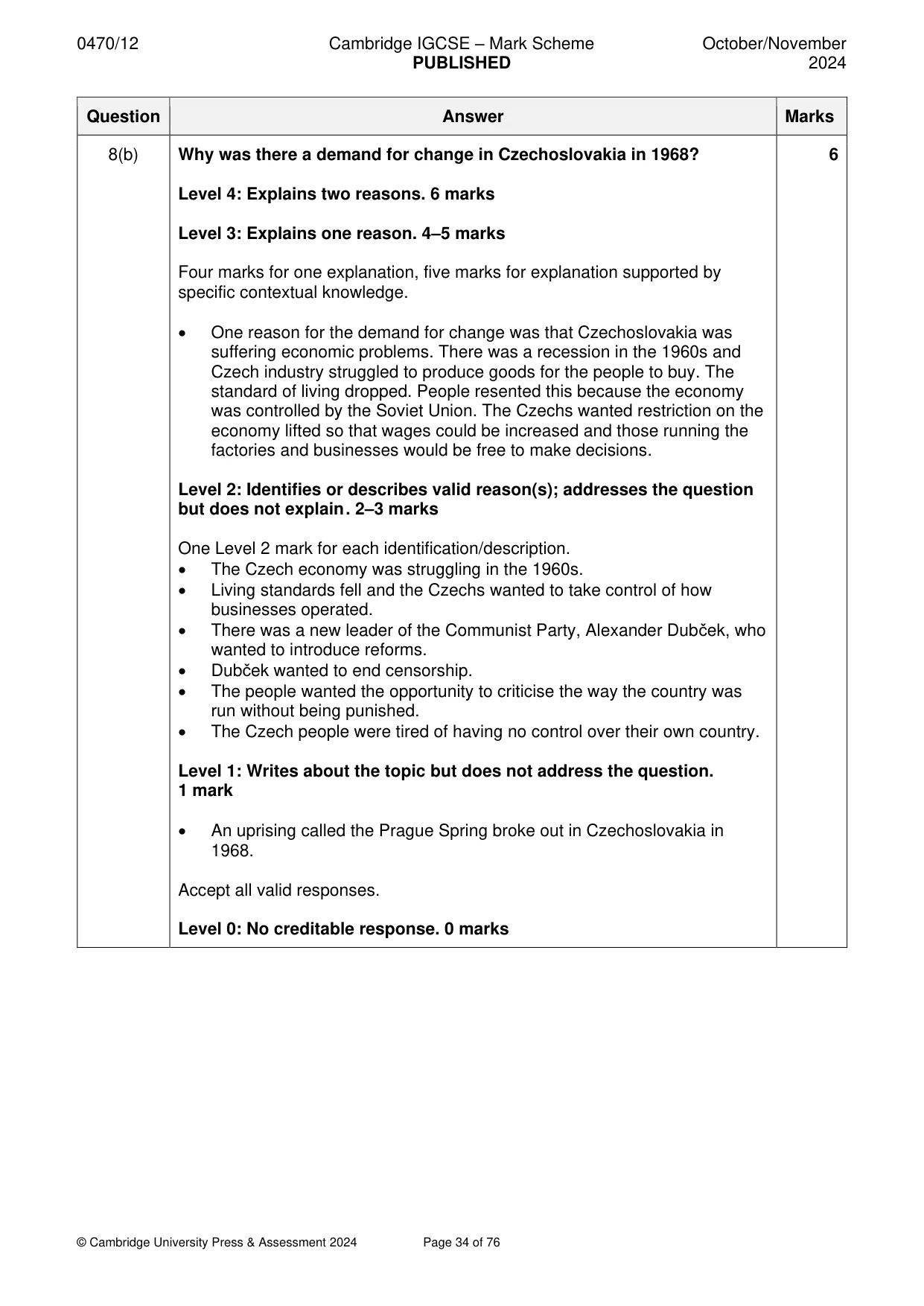 Mark scheme, page 34 of 76