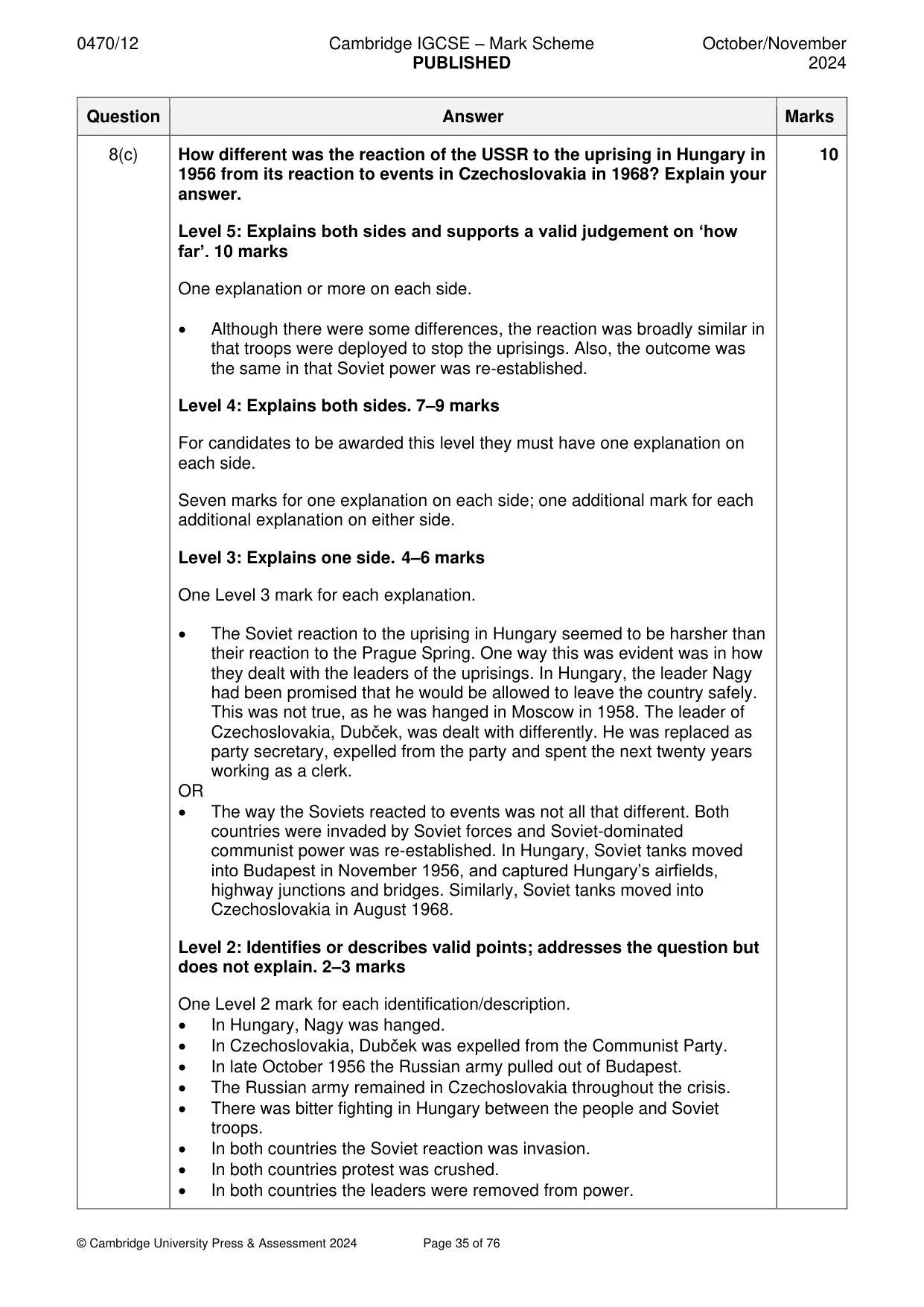 Mark scheme, page 35 of 76