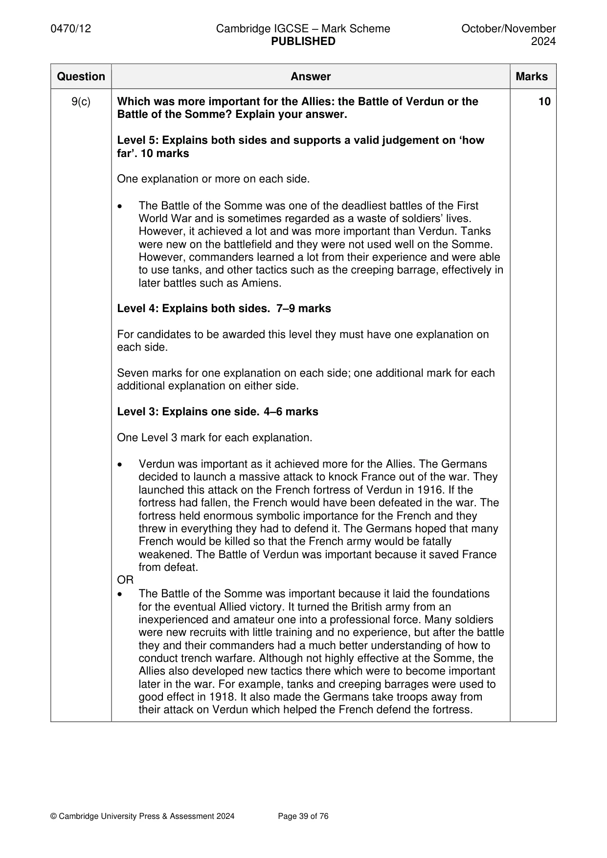 Mark scheme, page 39 of 76