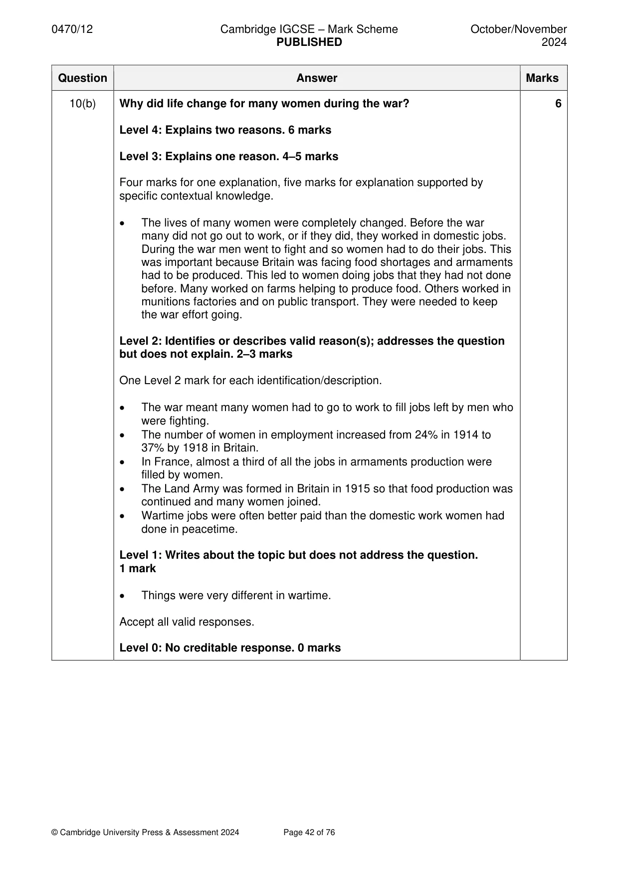 Mark scheme, page 42 of 76