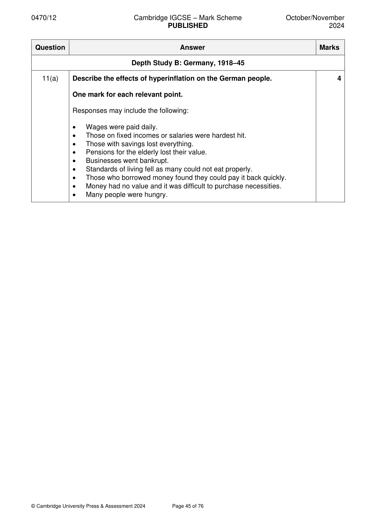 Mark scheme, page 45 of 76
