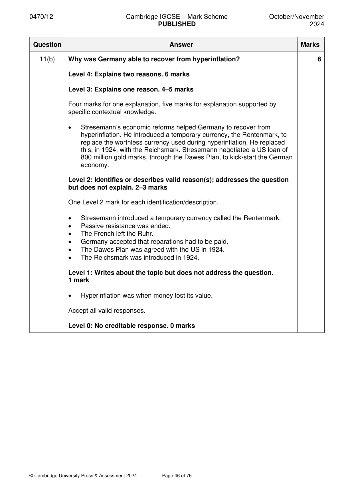Mark scheme, page 46 of 76