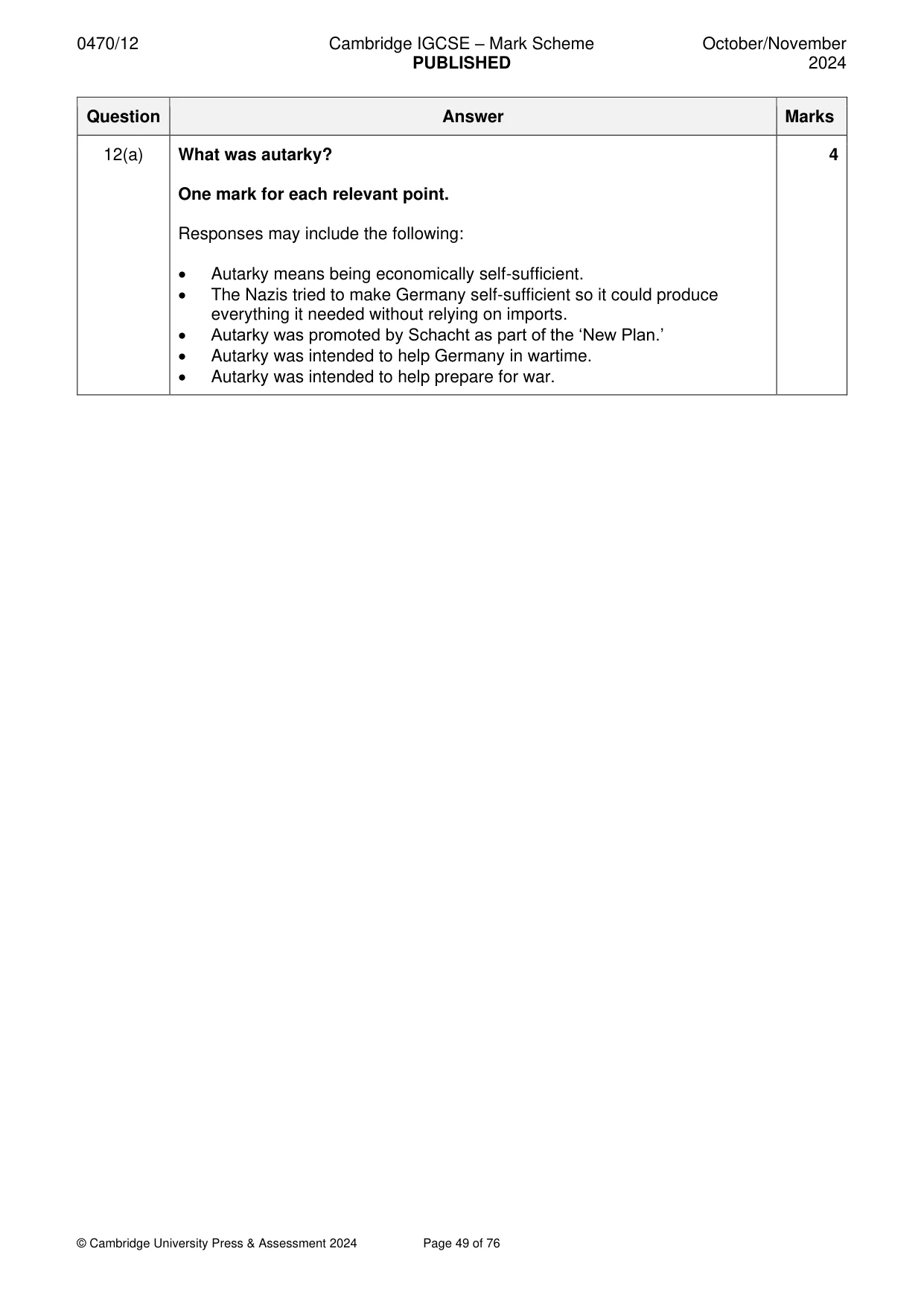 Mark scheme, page 49 of 76