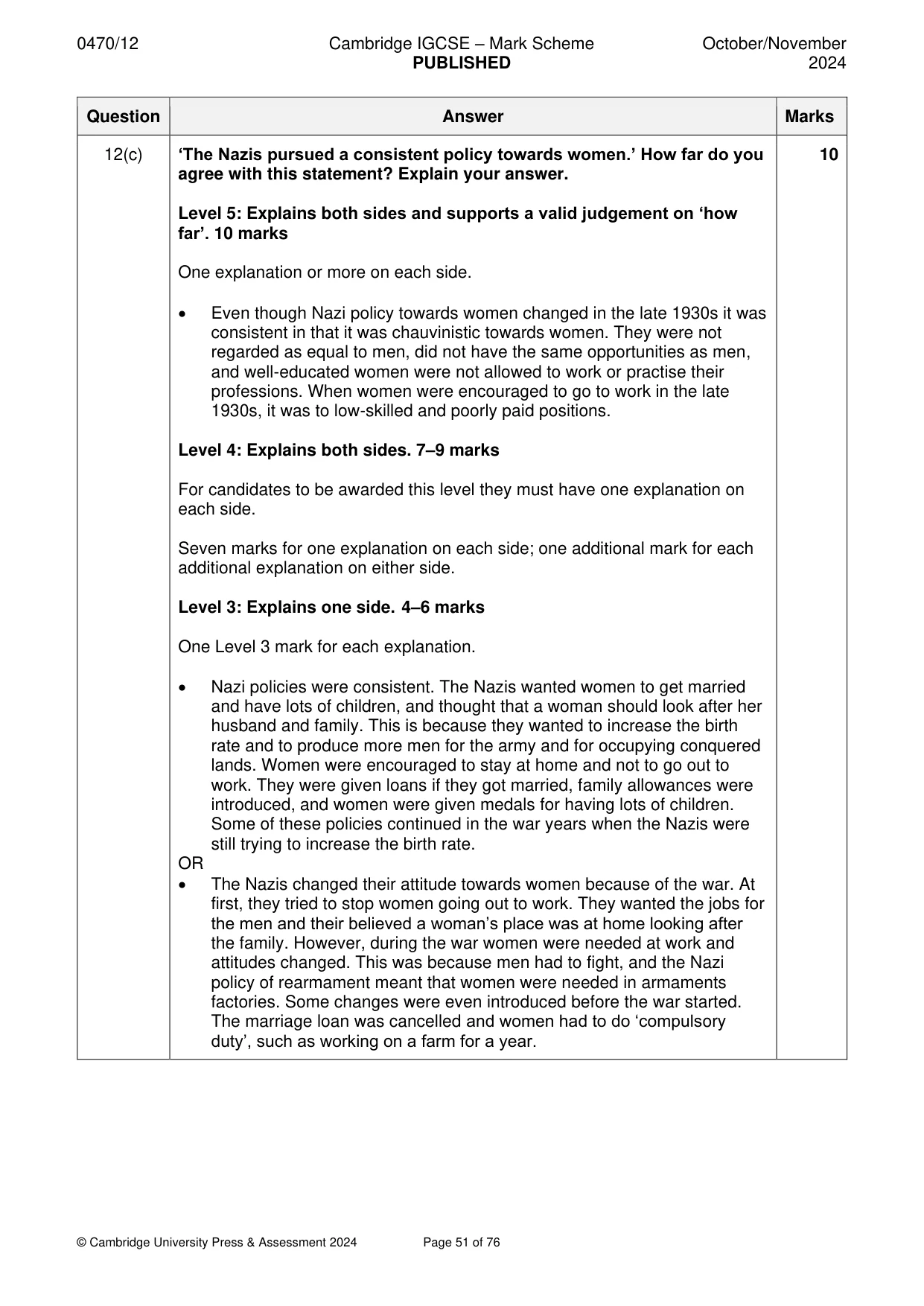Mark scheme, page 51 of 76