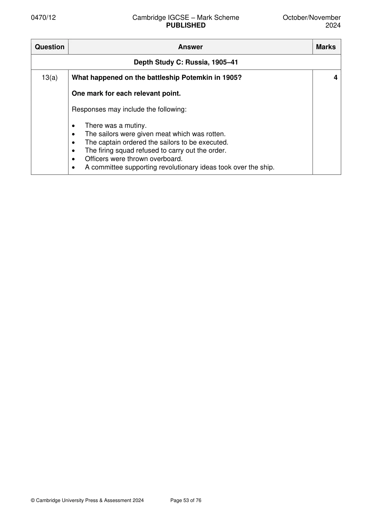 Mark scheme, page 53 of 76