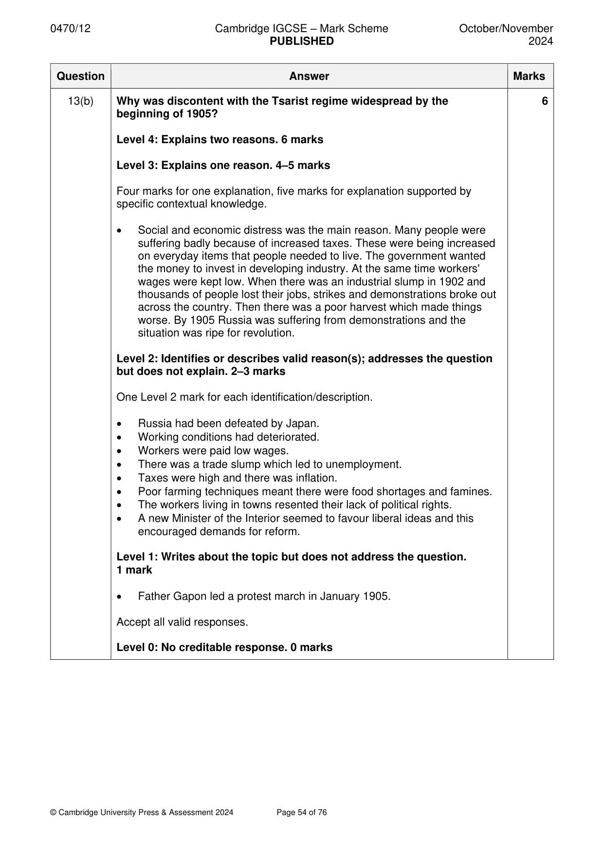 Mark scheme, page 54 of 76
