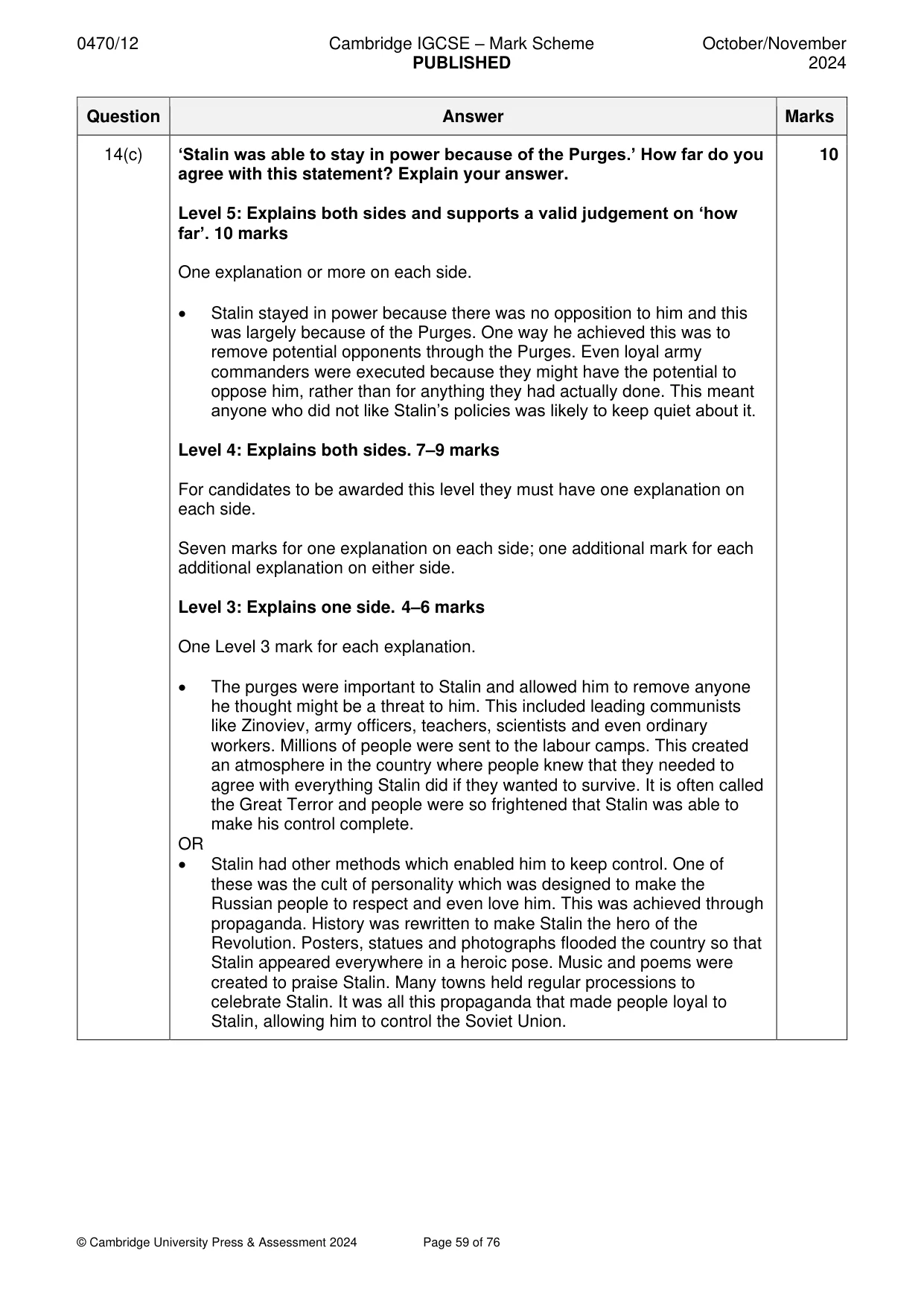 Mark scheme, page 59 of 76