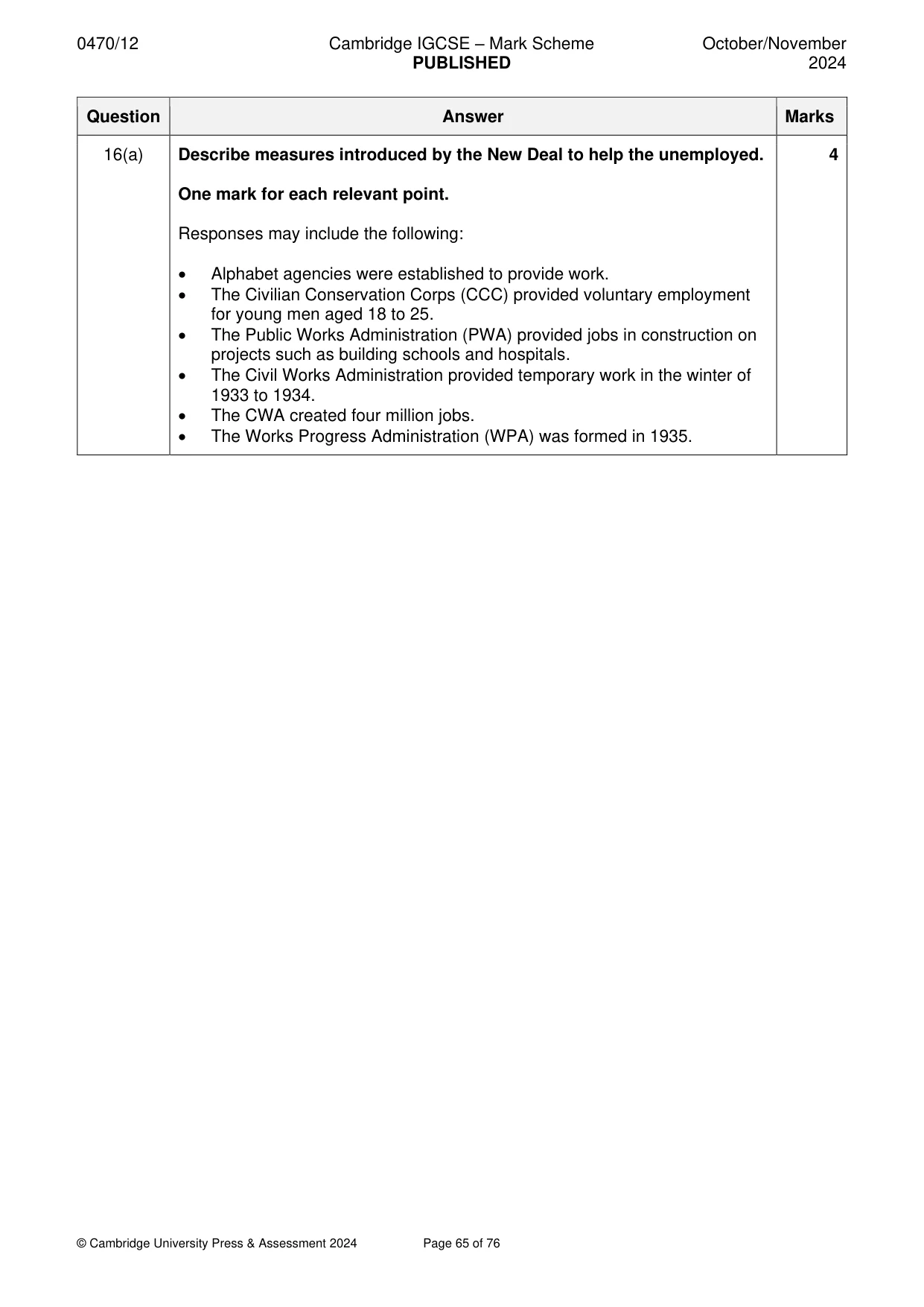 Mark scheme, page 65 of 76