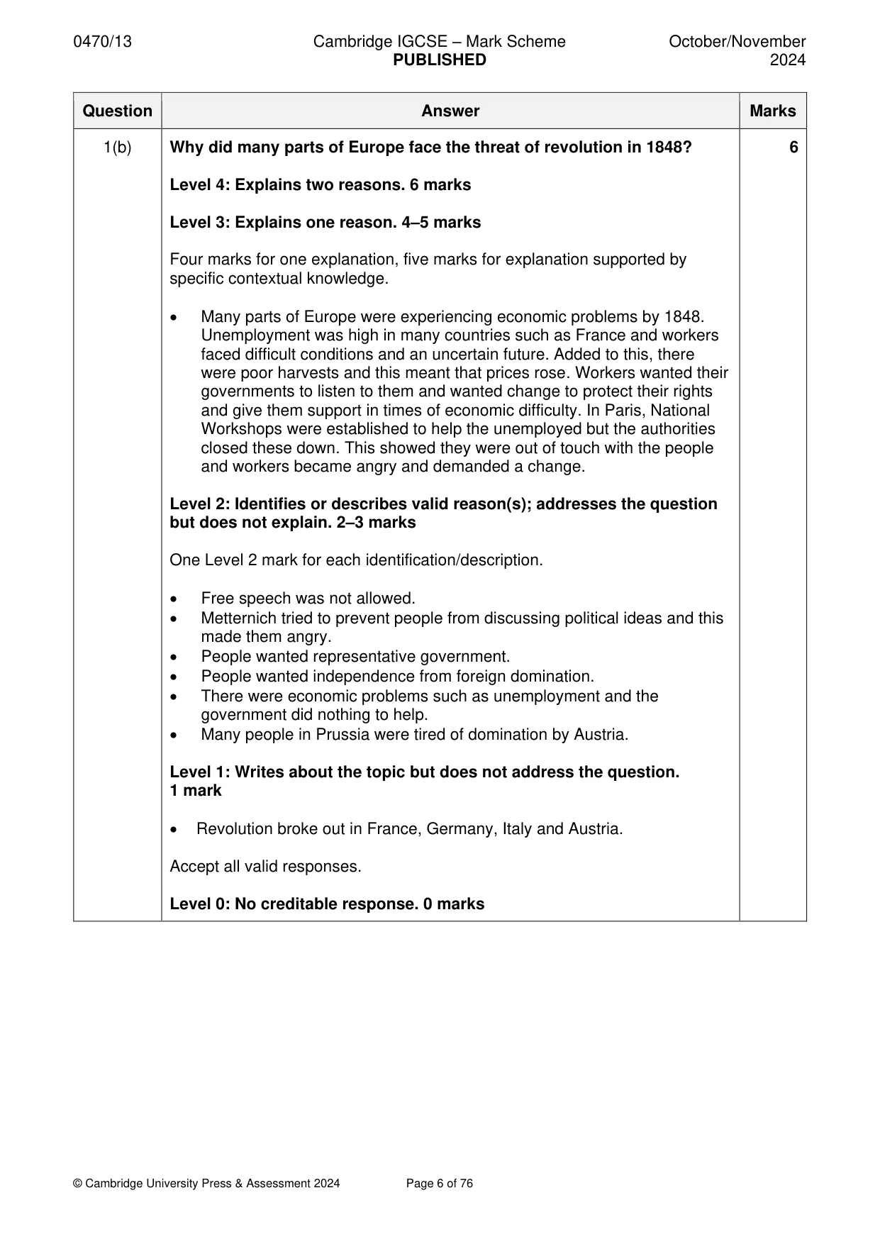 Mark scheme, page 6 of 76