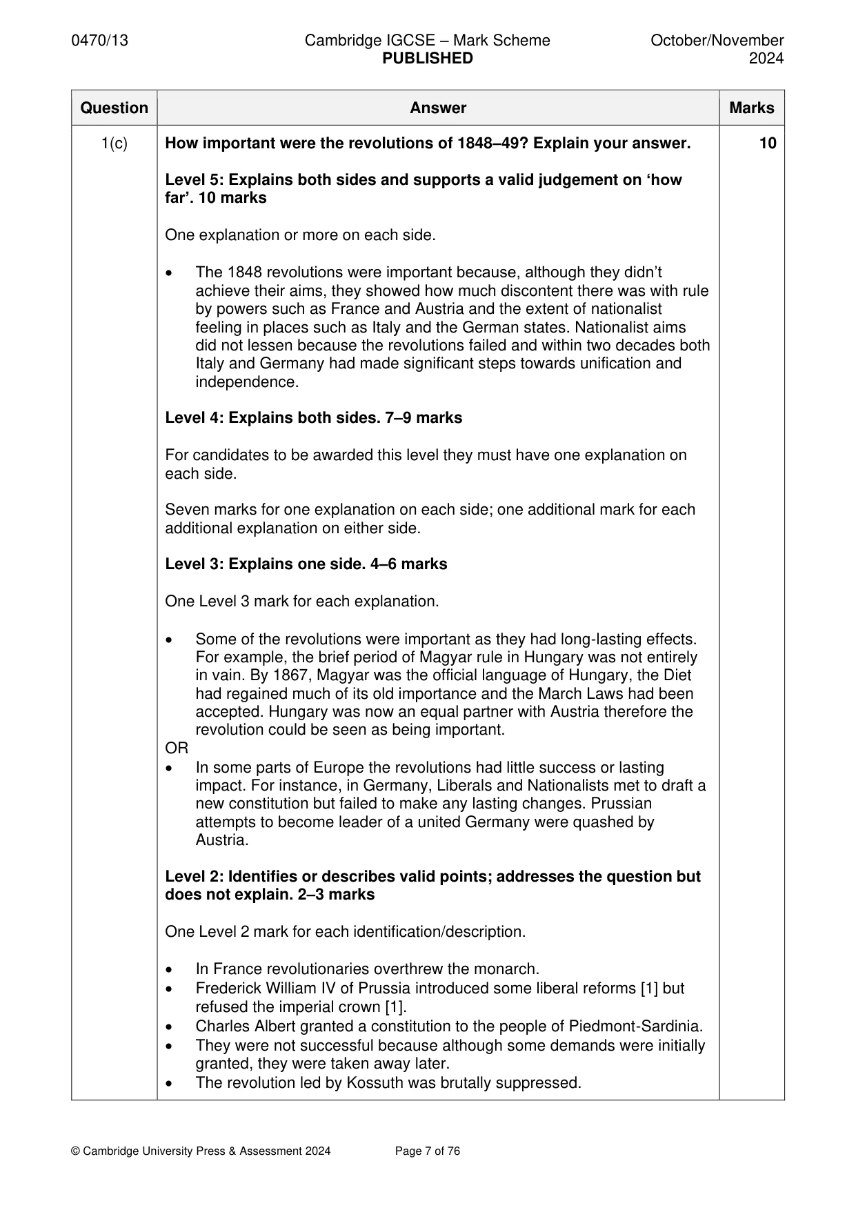 Mark scheme, page 7 of 76
