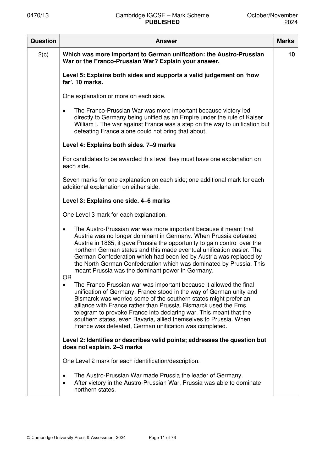 Mark scheme, page 11 of 76