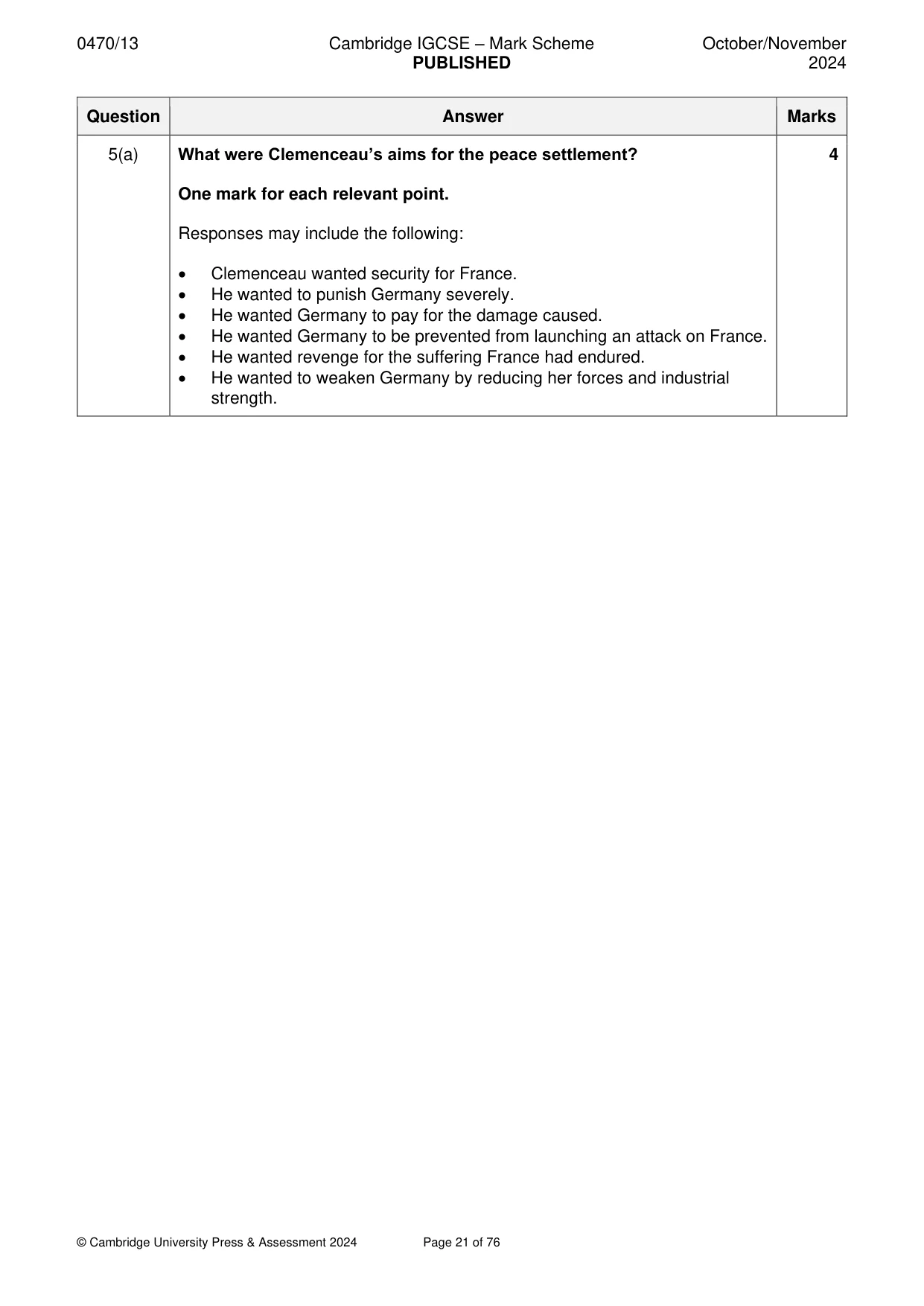 Mark scheme, page 21 of 76