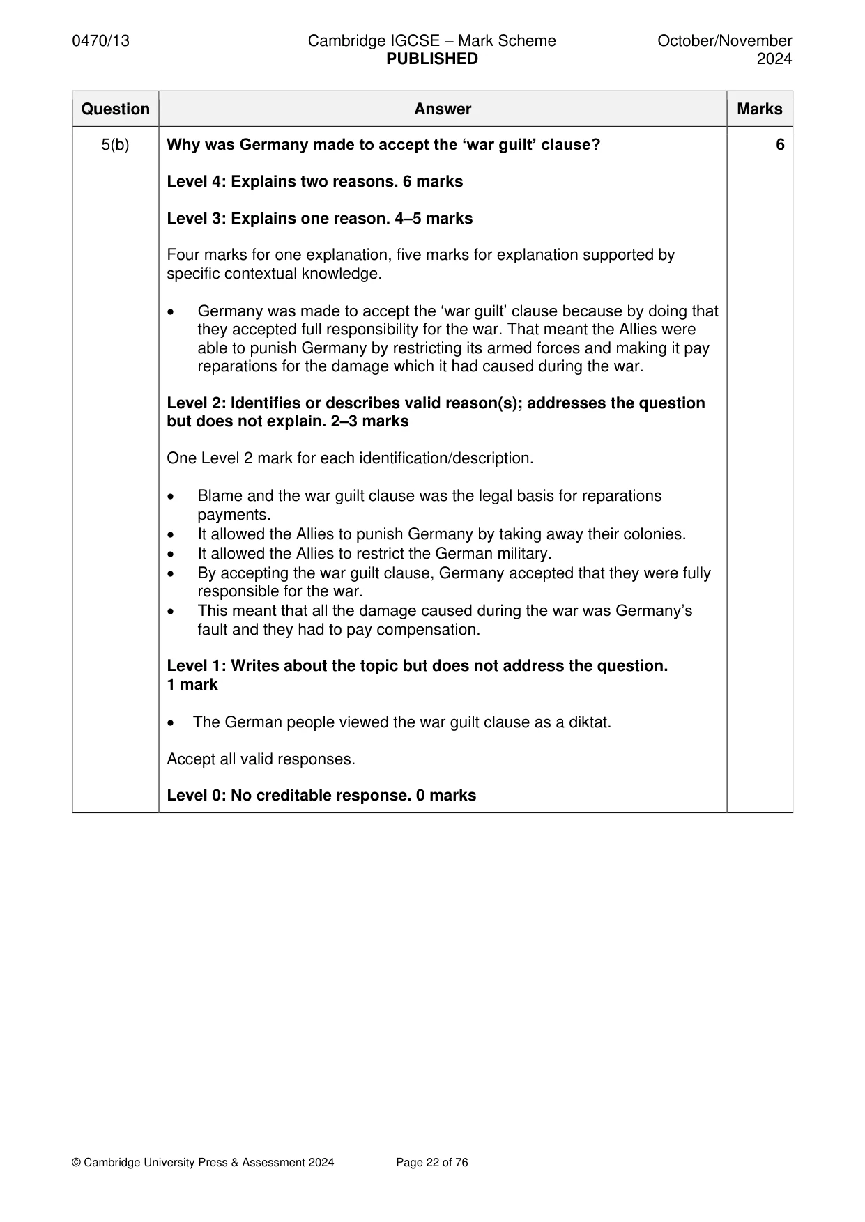 Mark scheme, page 22 of 76