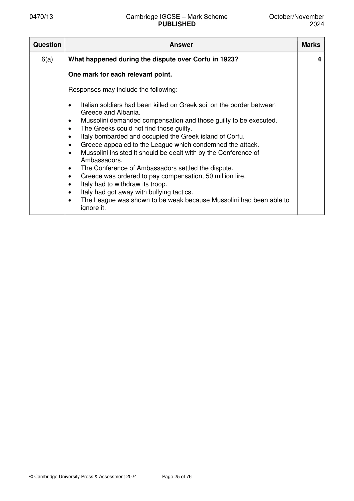 Mark scheme, page 25 of 76