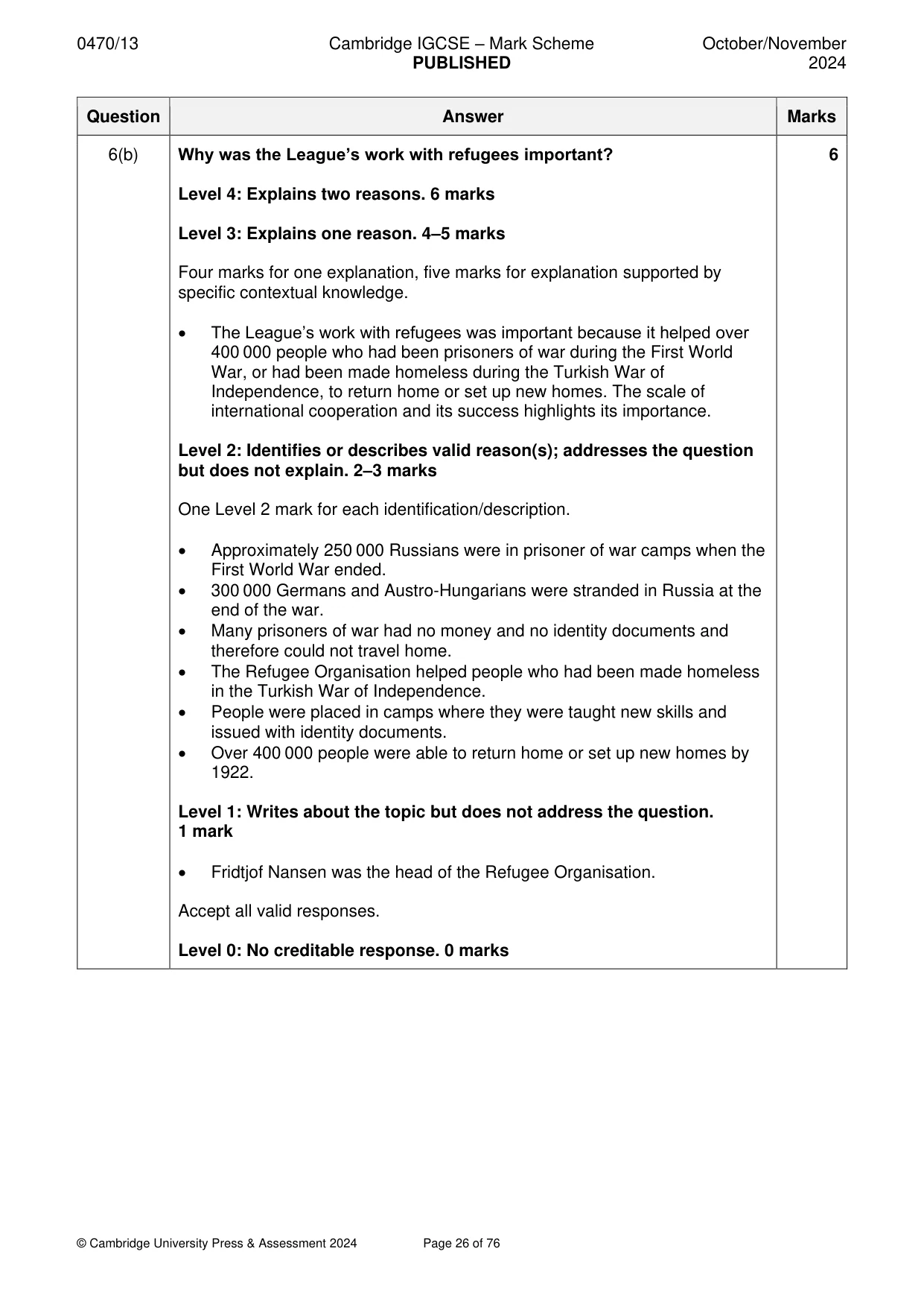Mark scheme, page 26 of 76