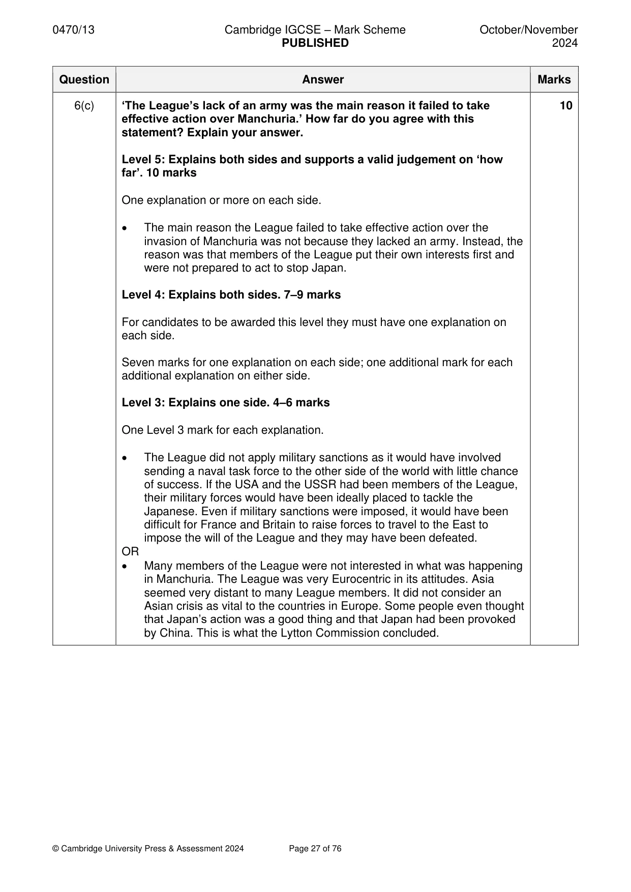 Mark scheme, page 27 of 76