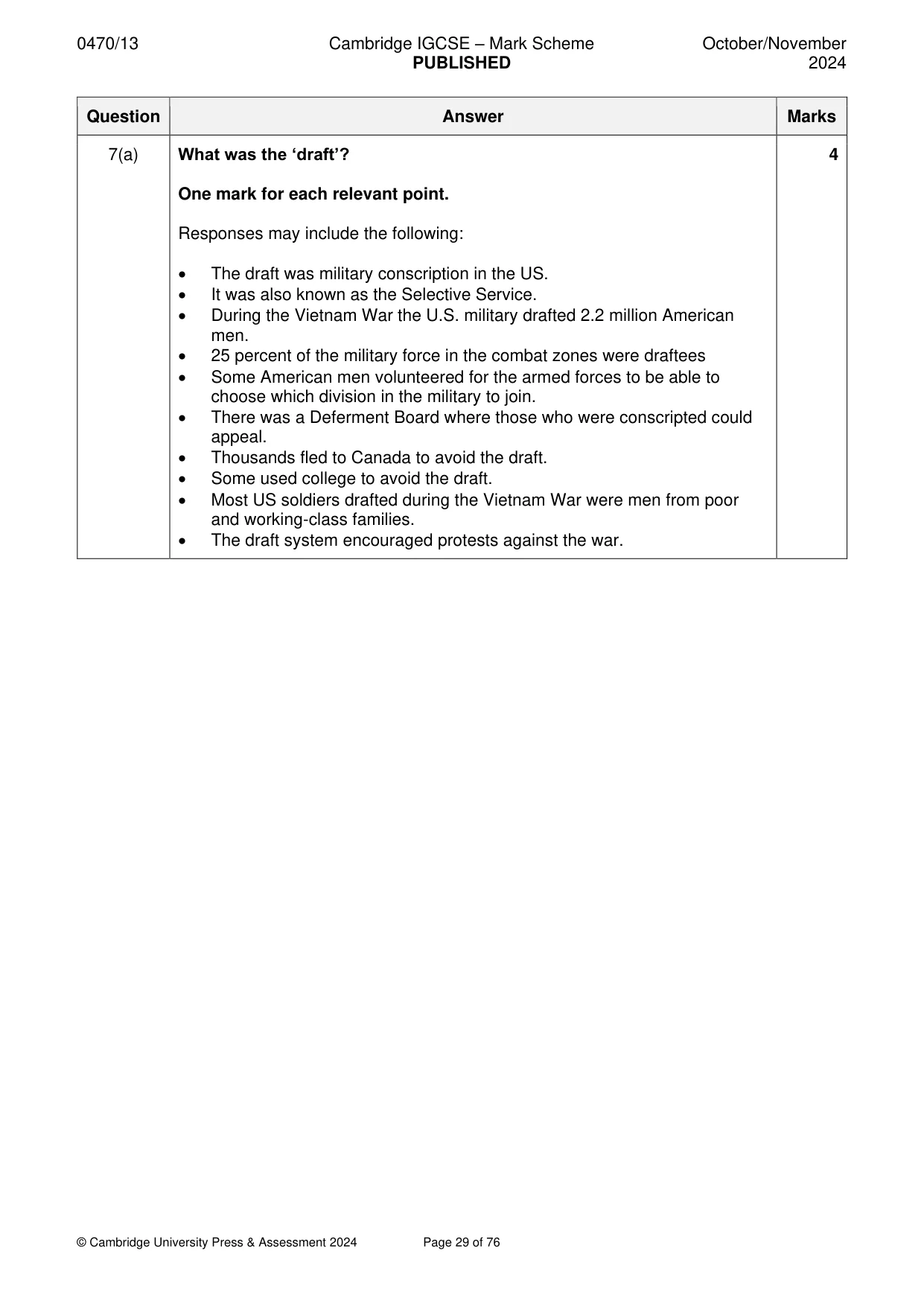 Mark scheme, page 29 of 76